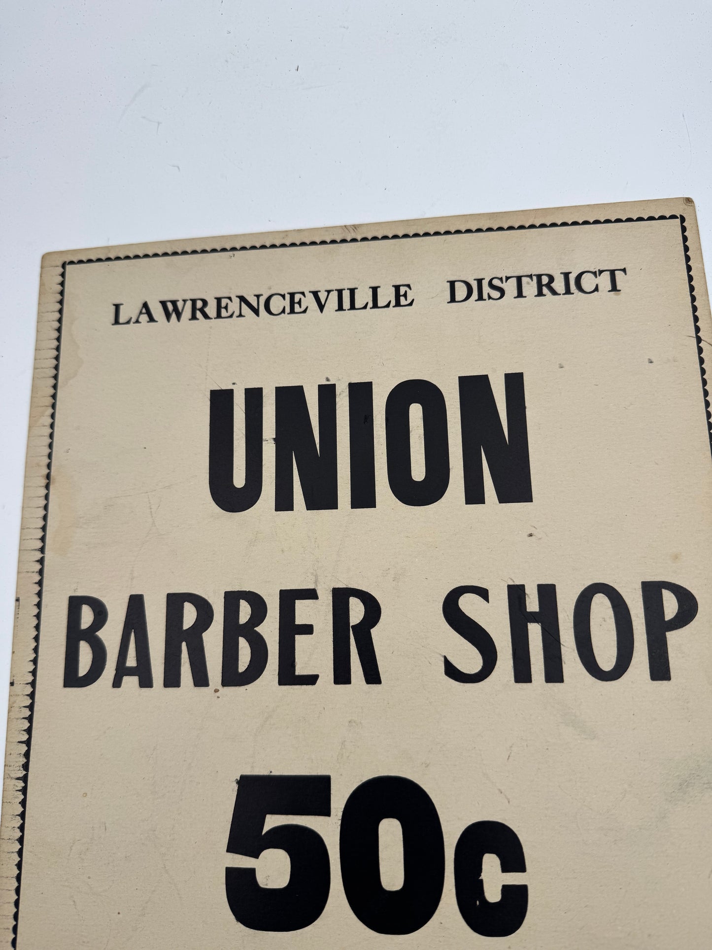 Vintage Barbershop Sign 50 Cent Hair Cut Cardstock