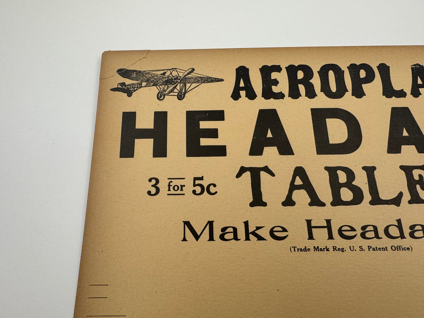 Vintage Aeroplane Headache Tablets Sign