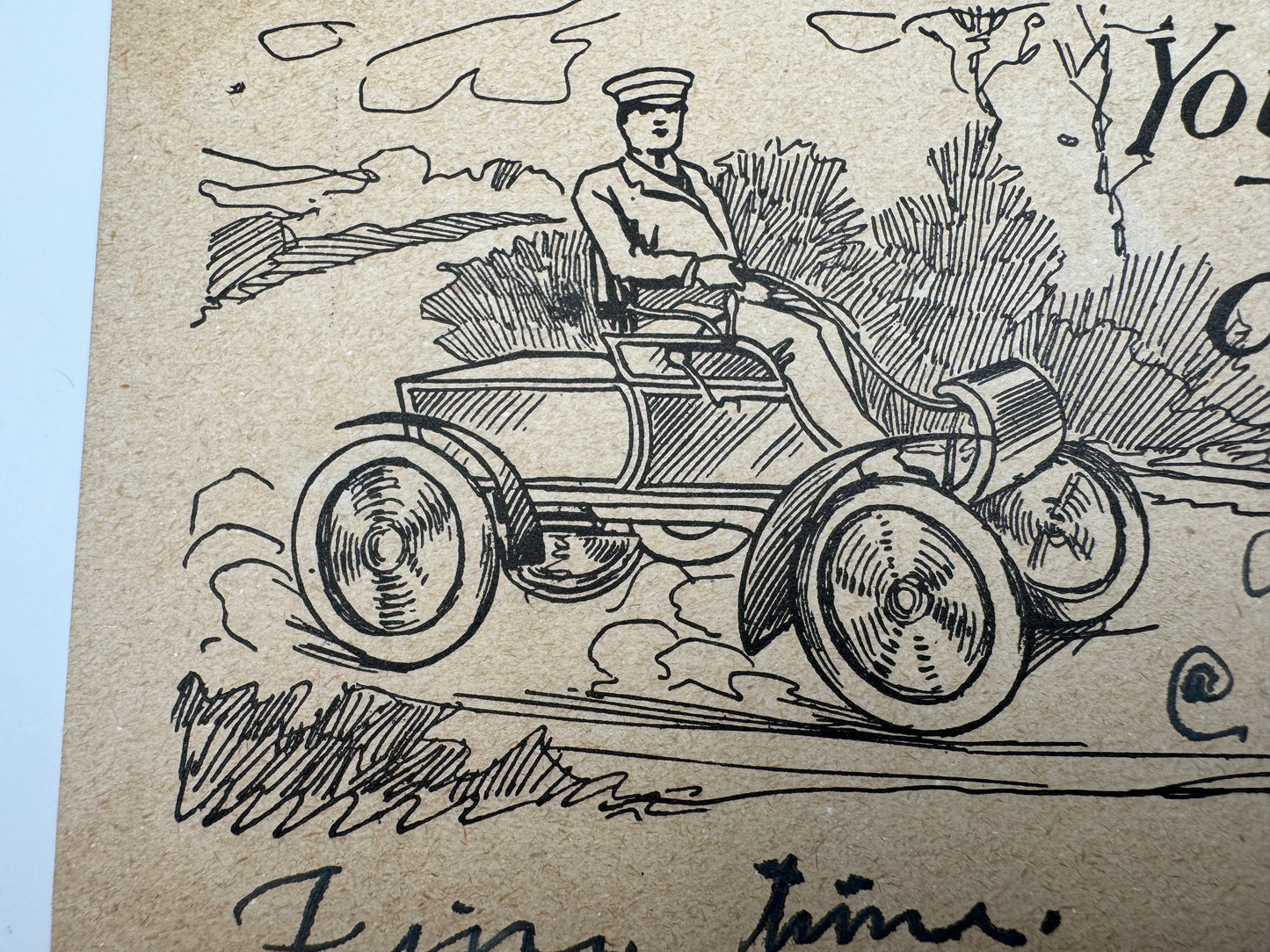 Antique Automobile Postcard 1907 Rare Horseless Carriage