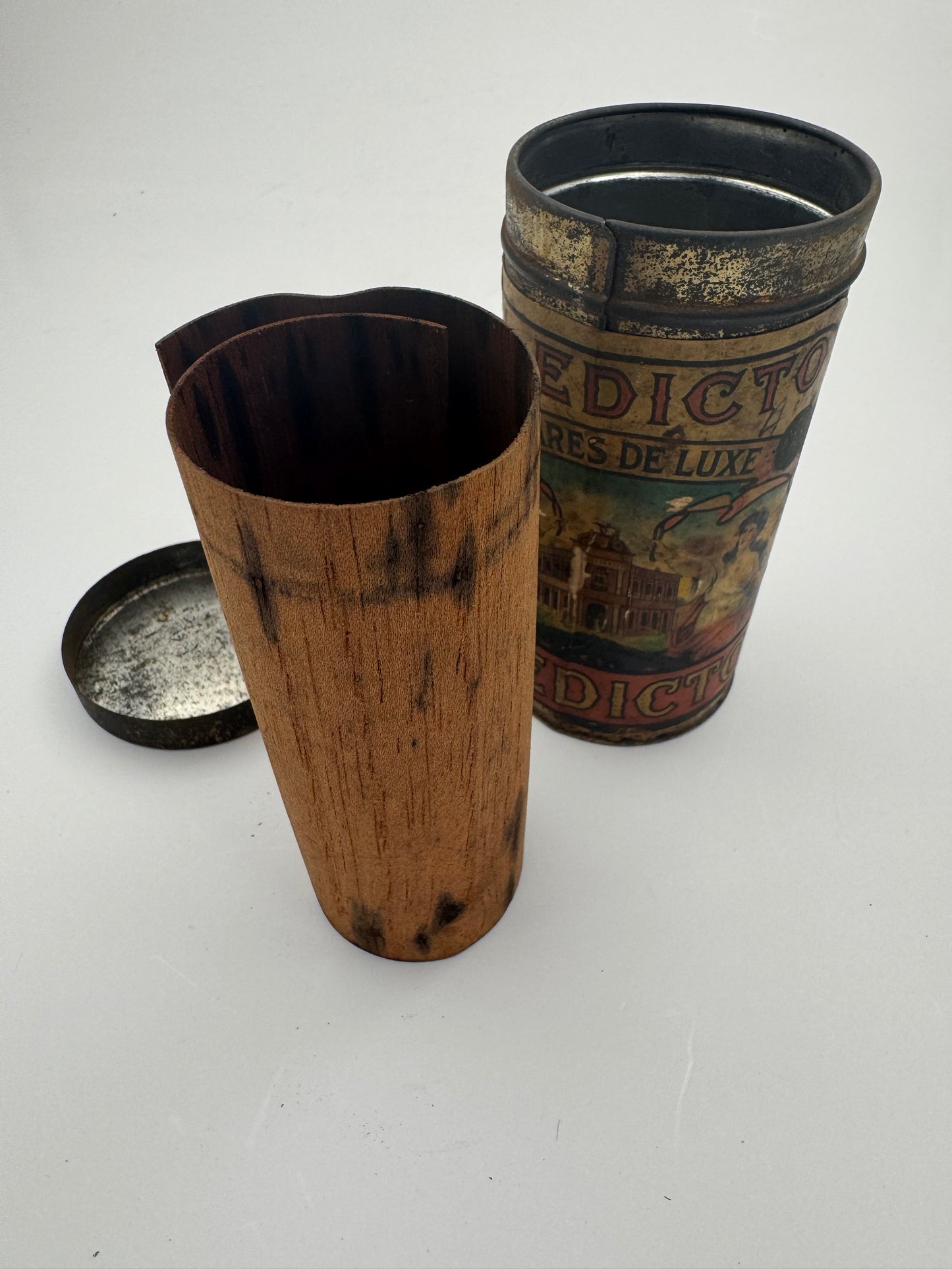 Vintage Cigar Humidor El Eldicto Paper Label NY