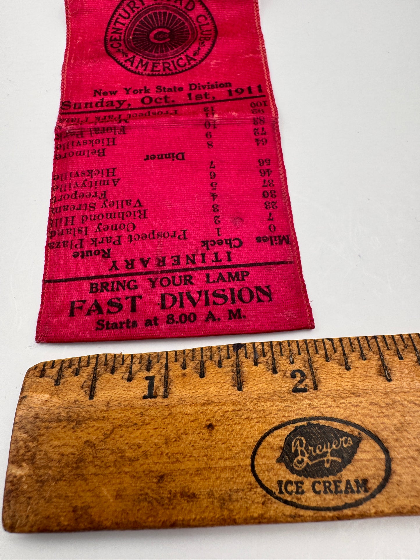 Vintage Bicycle Race Ribbon and Bike Number 1911 RARE SURVIVOR