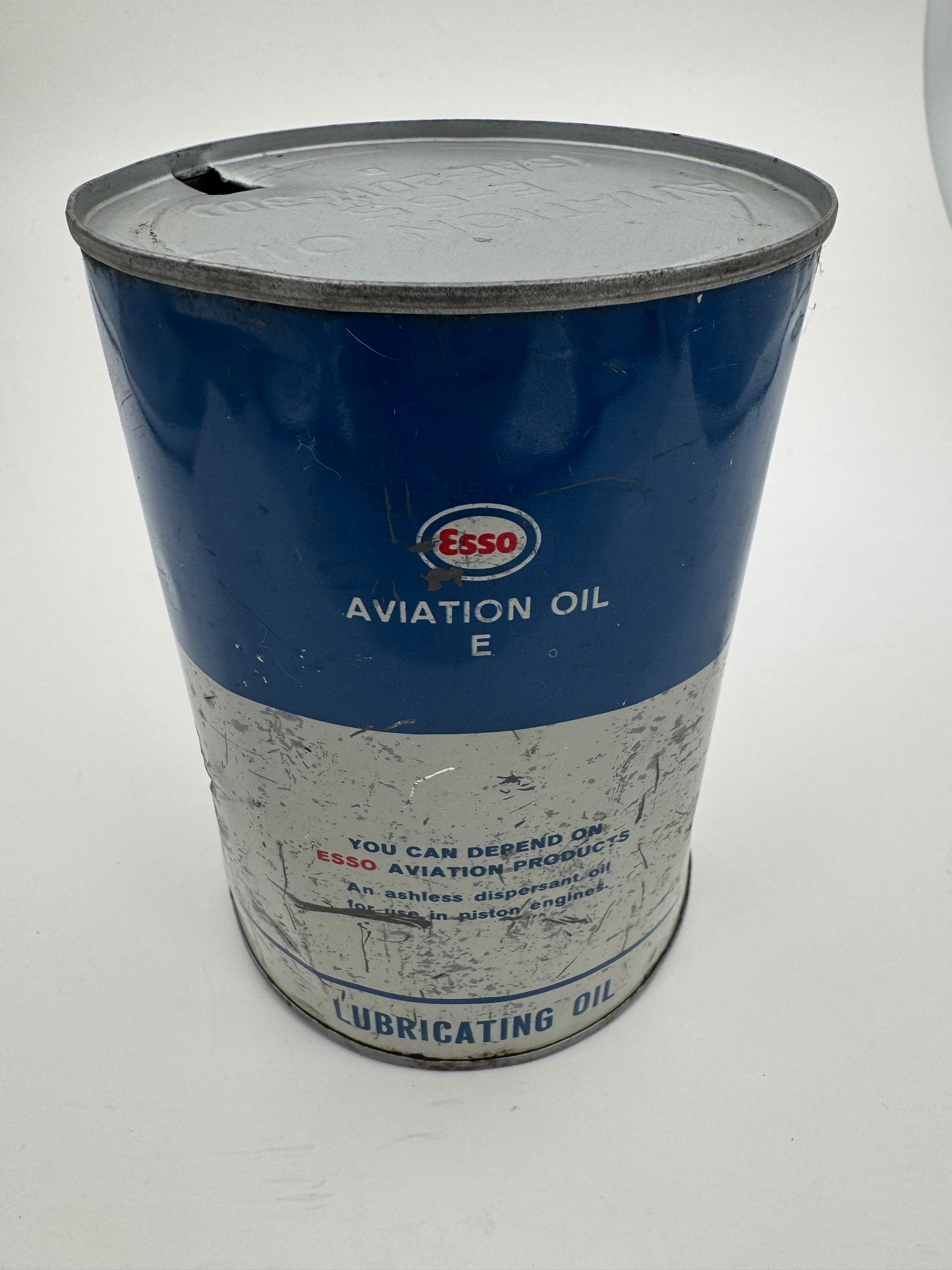 Vintage Esso Aviation Oil Can E Dented