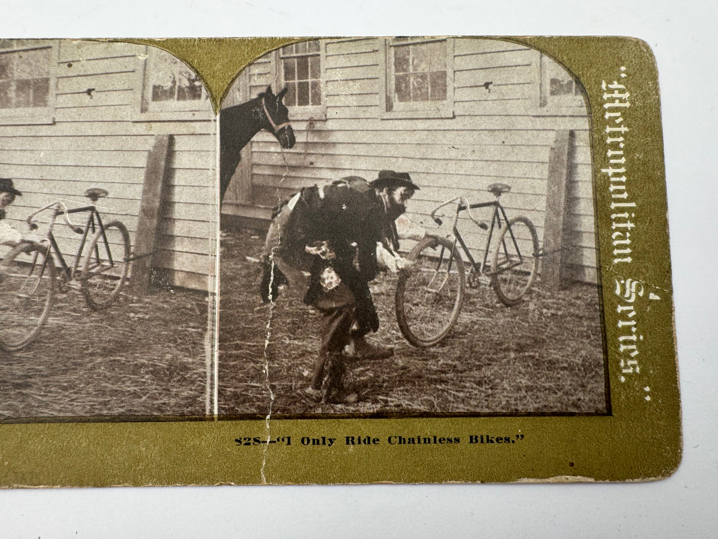 Vintage Advertising Photo Only Ride Chainless Bikes Stereoview
