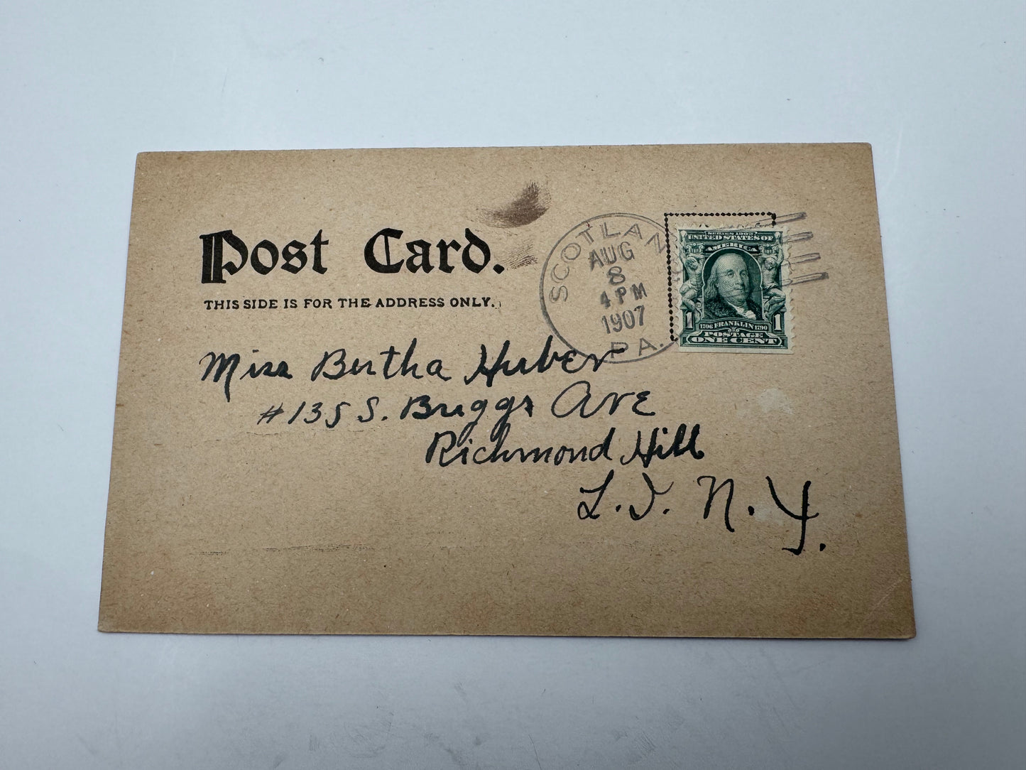 Antique Automobile Postcard 1907 Rare Horseless Carriage