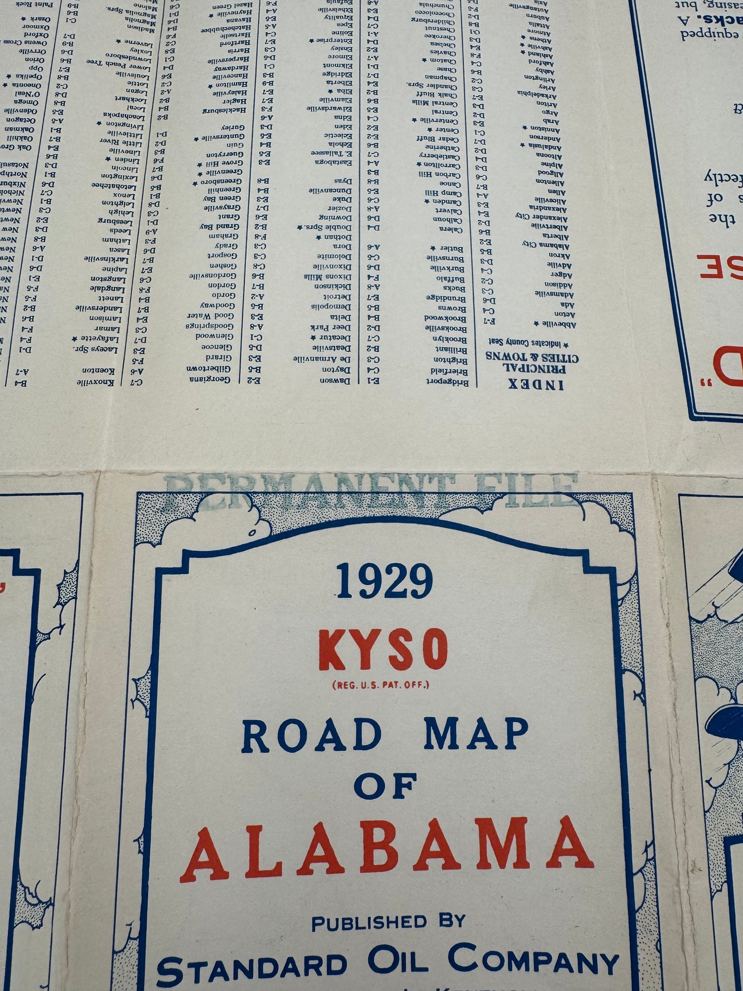 Vintage Road Map 1929 KYSO NOS Permanent File Copy