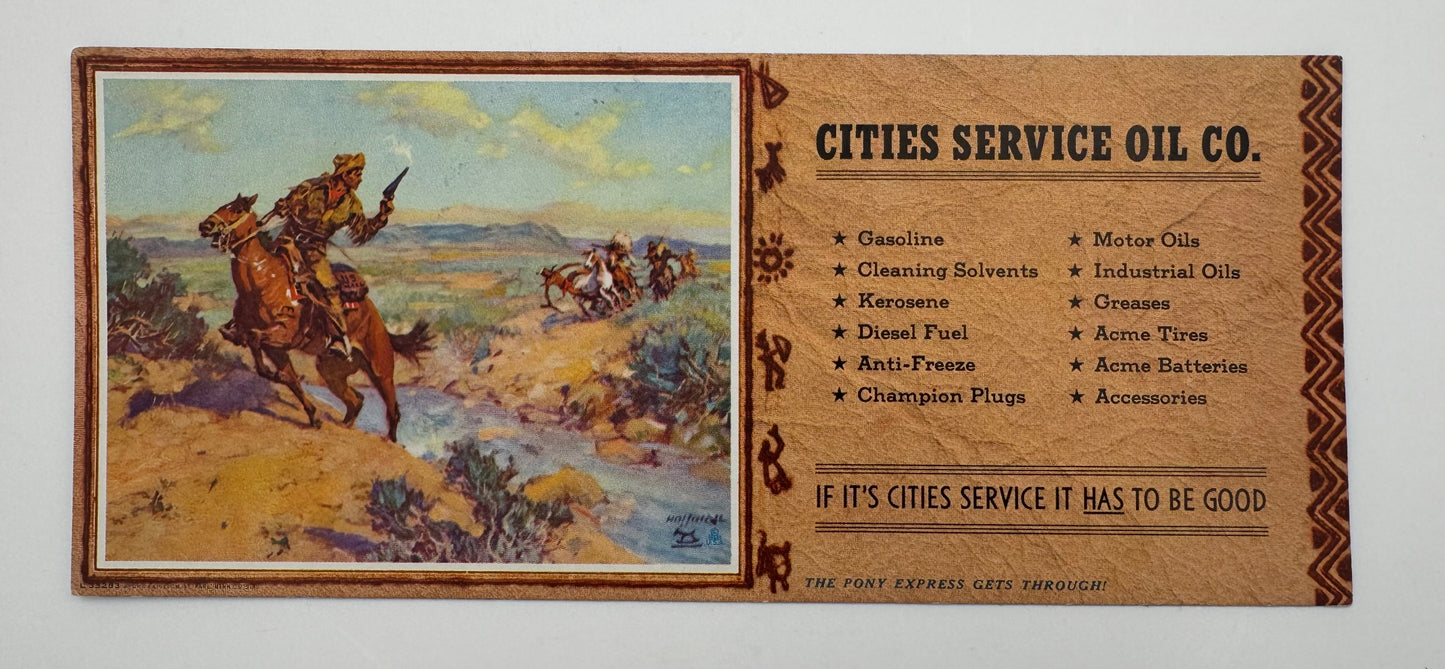 Vintage Ink Blotter Cities Service Pony Express