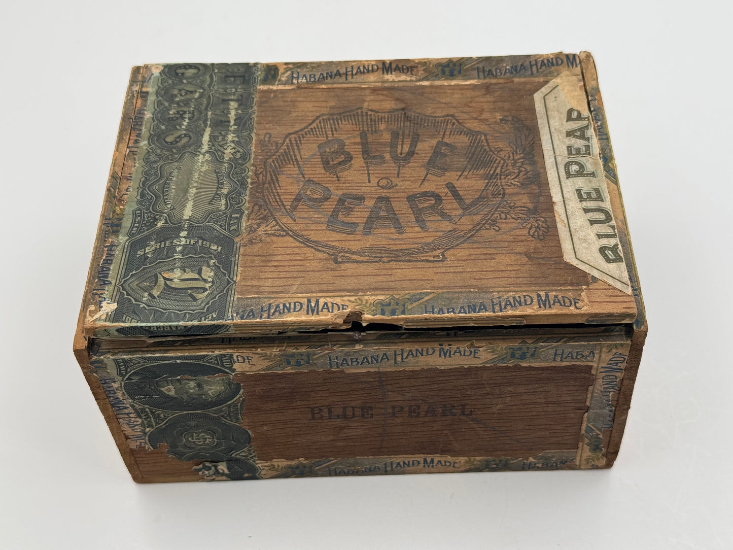 Vintage Blue Pearl Cigar Box Havana Cigars