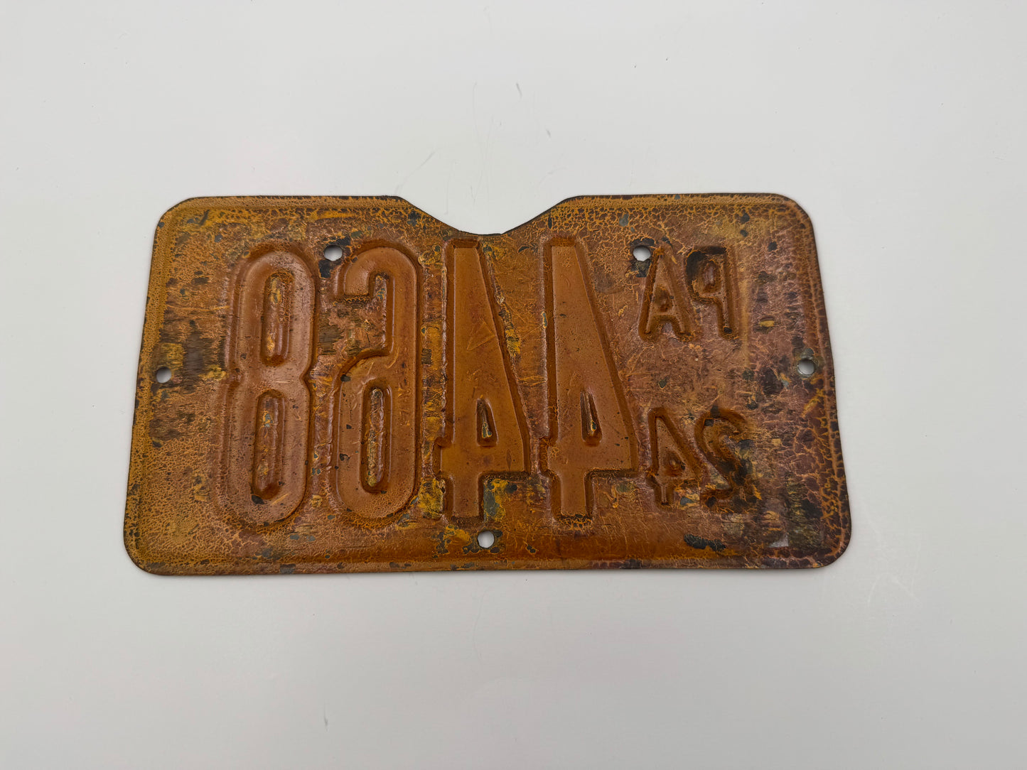 Vintage Motorcycle License Plate Pennsylvania 1924