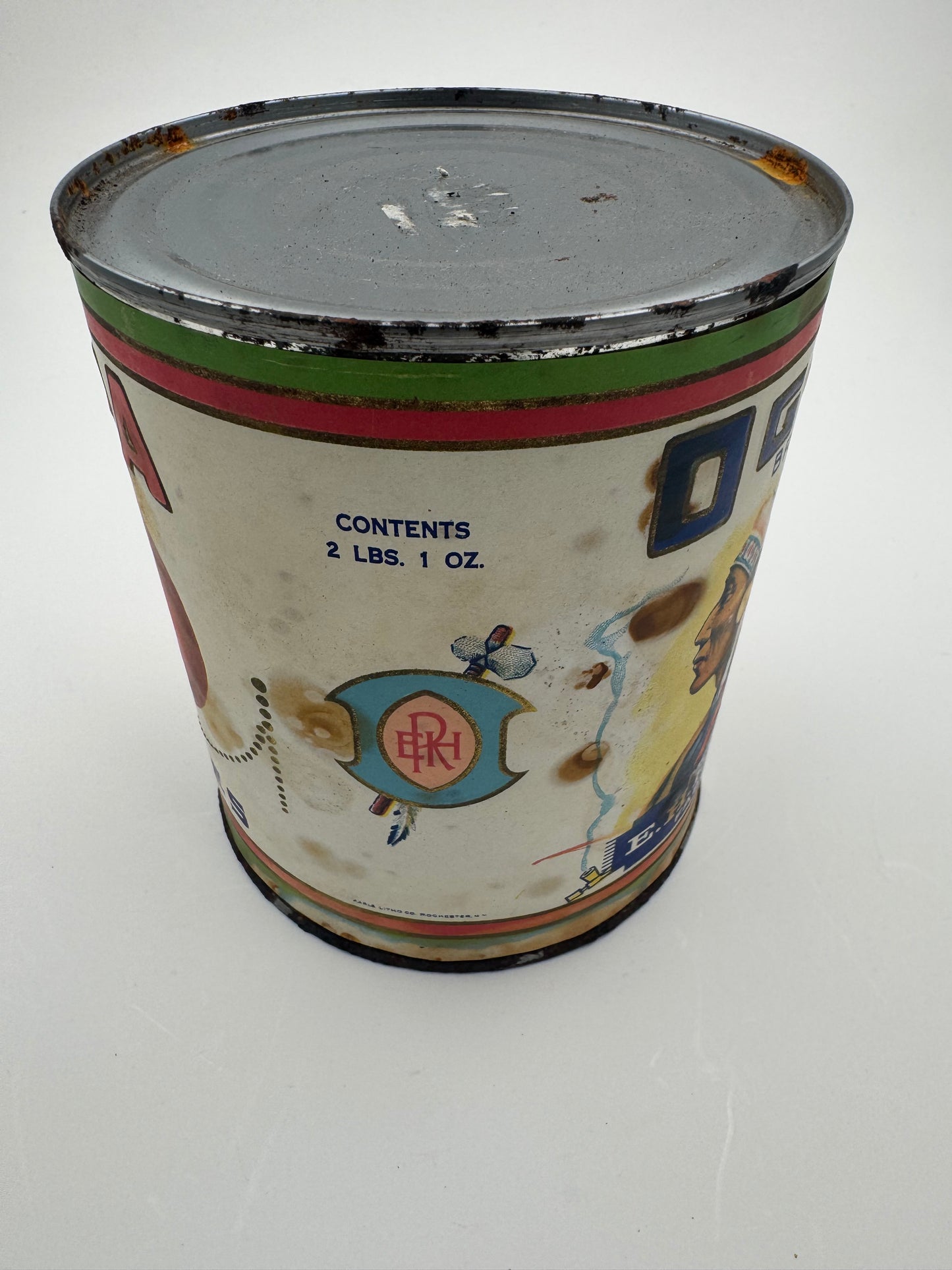Vintage Tin Can Og Na Tomatoes Native American Ad