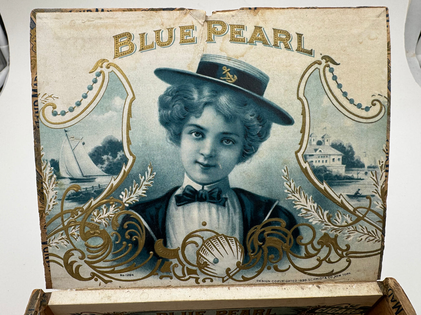 Vintage Blue Pearl Cigar Box Havana Cigars