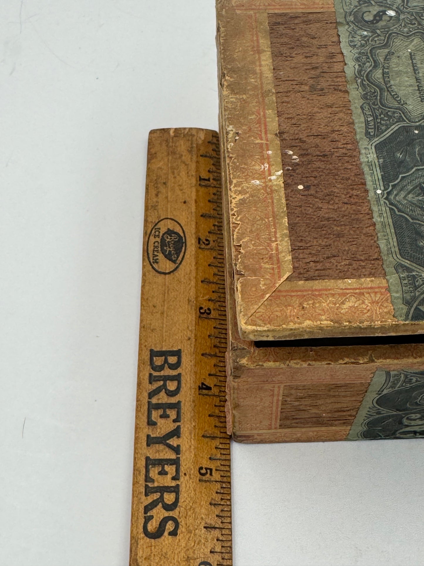 Vintage Cigar Box Pure Rye Lid Slight Warp