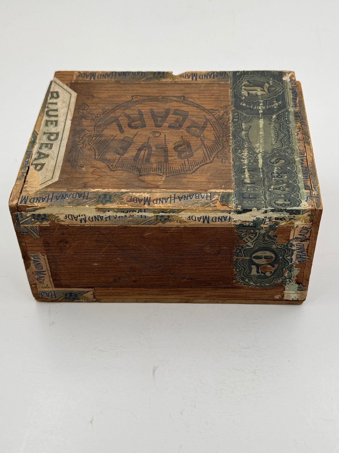 Vintage Blue Pearl Cigar Box Havana Cigars