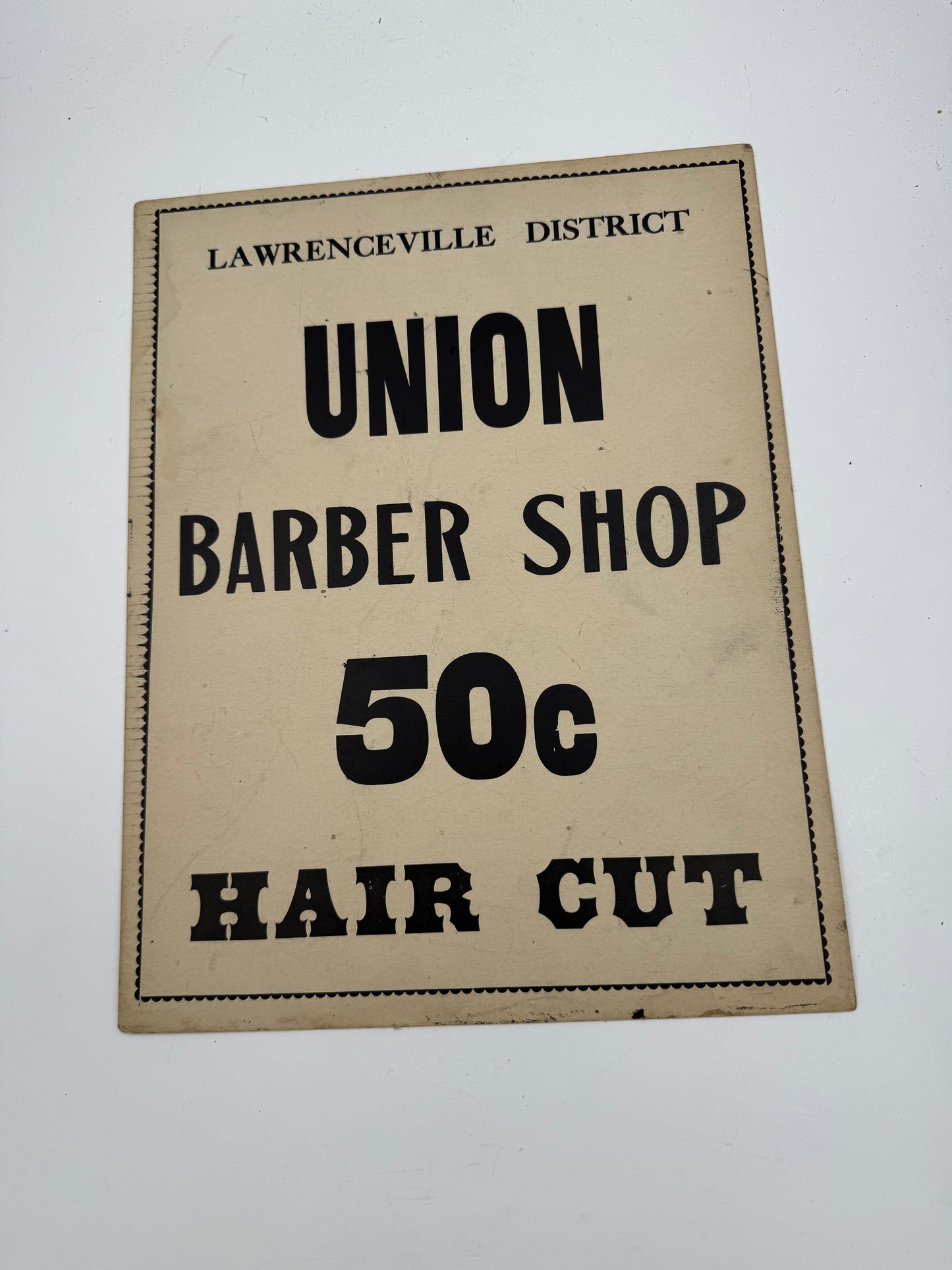 Vintage Barbershop Sign 50 Cent Hair Cut Cardstock