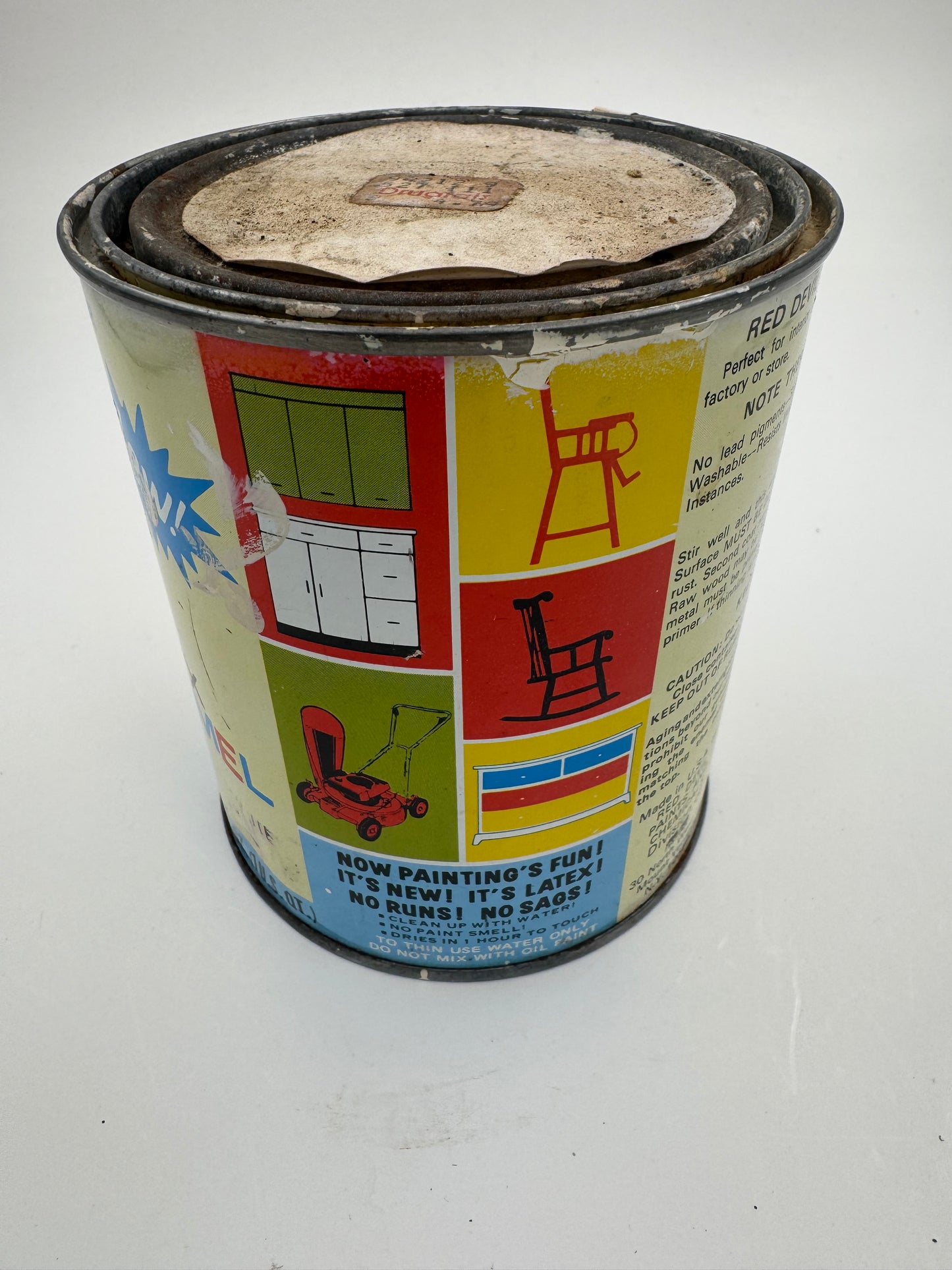 Vintage Red Devil Gloss Latex Enamel Can Full