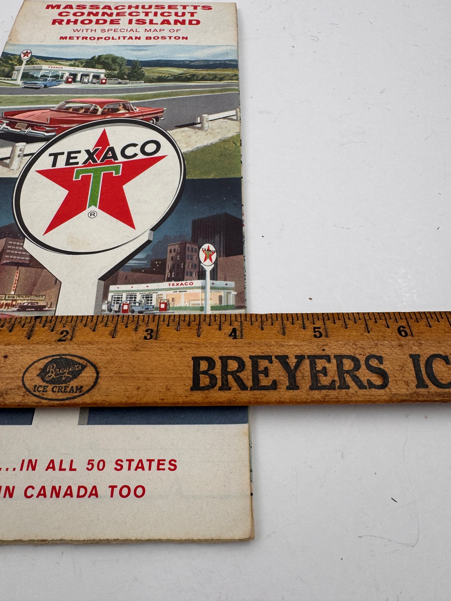 Vintage Texaco Roadmap MA CT RI 1950s NOS
