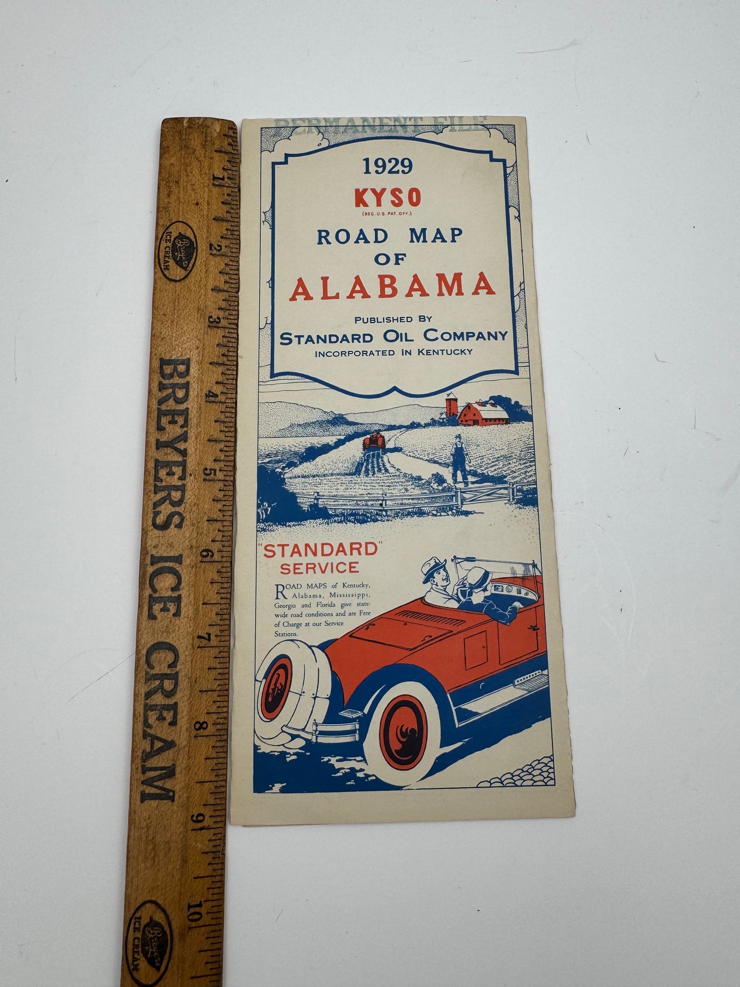 Vintage Road Map 1929 KYSO NOS Permanent File Copy