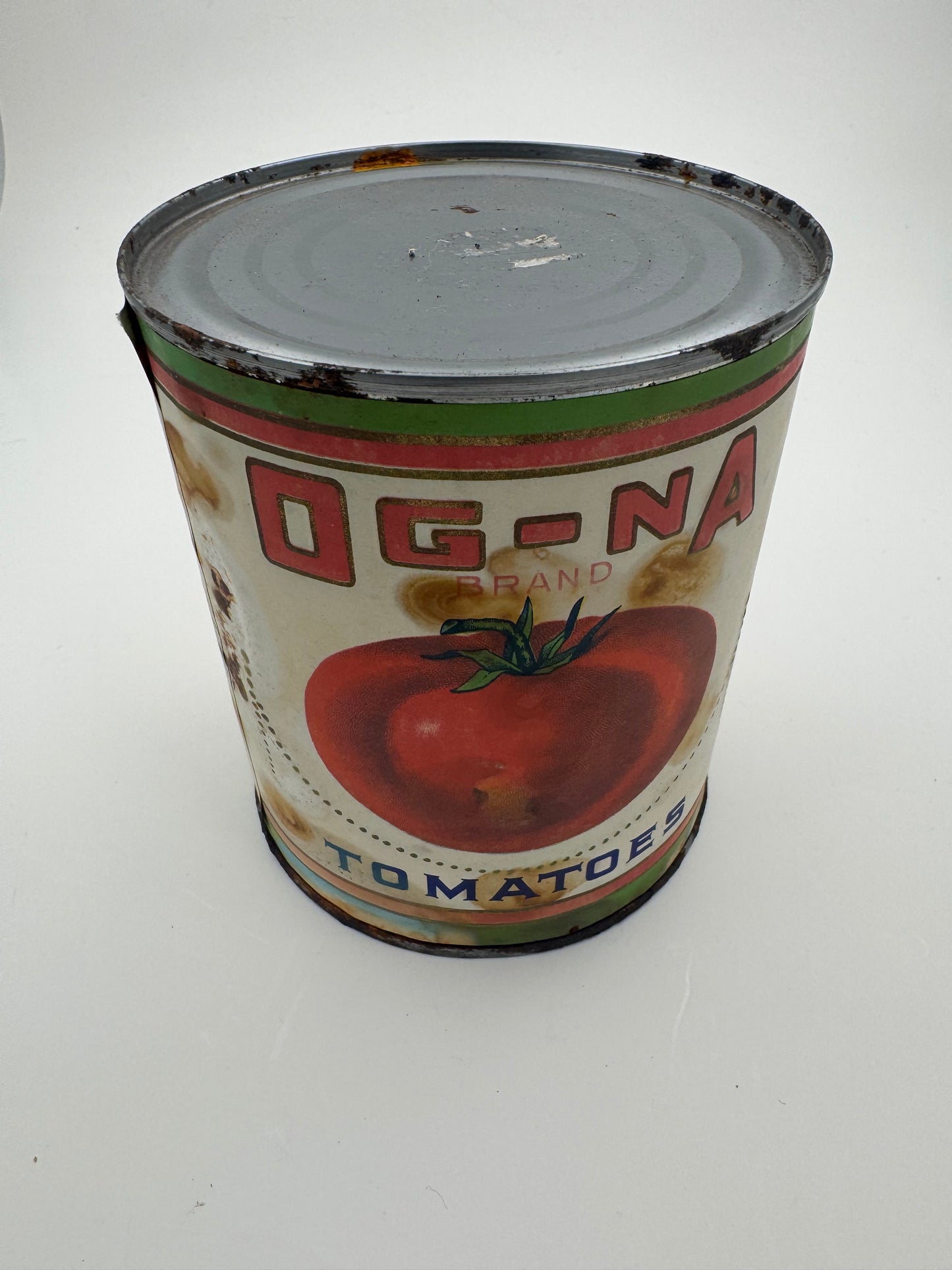 Vintage Tin Can Og Na Tomatoes Native American Ad