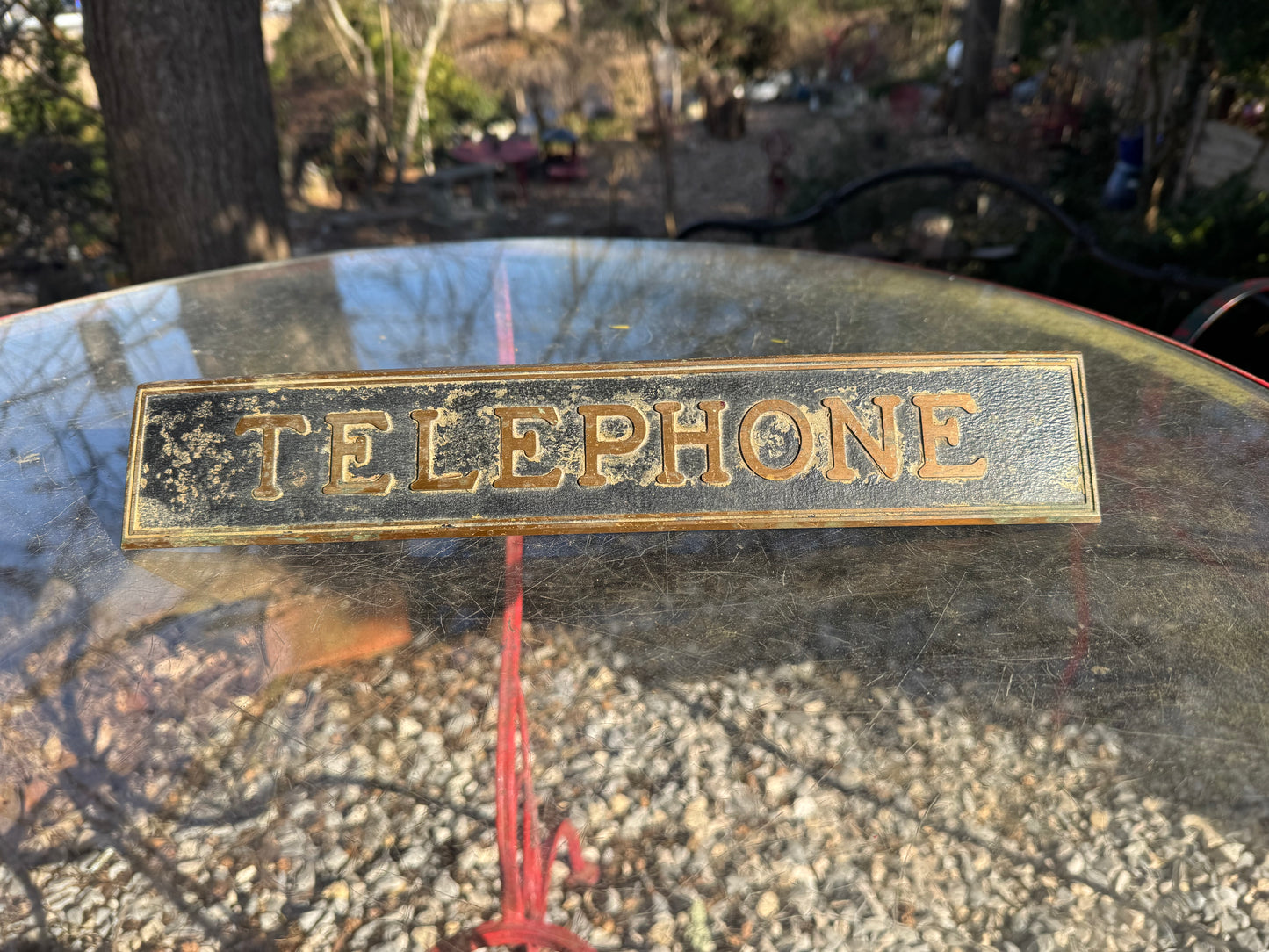 Vintage Telephone Sign Brass