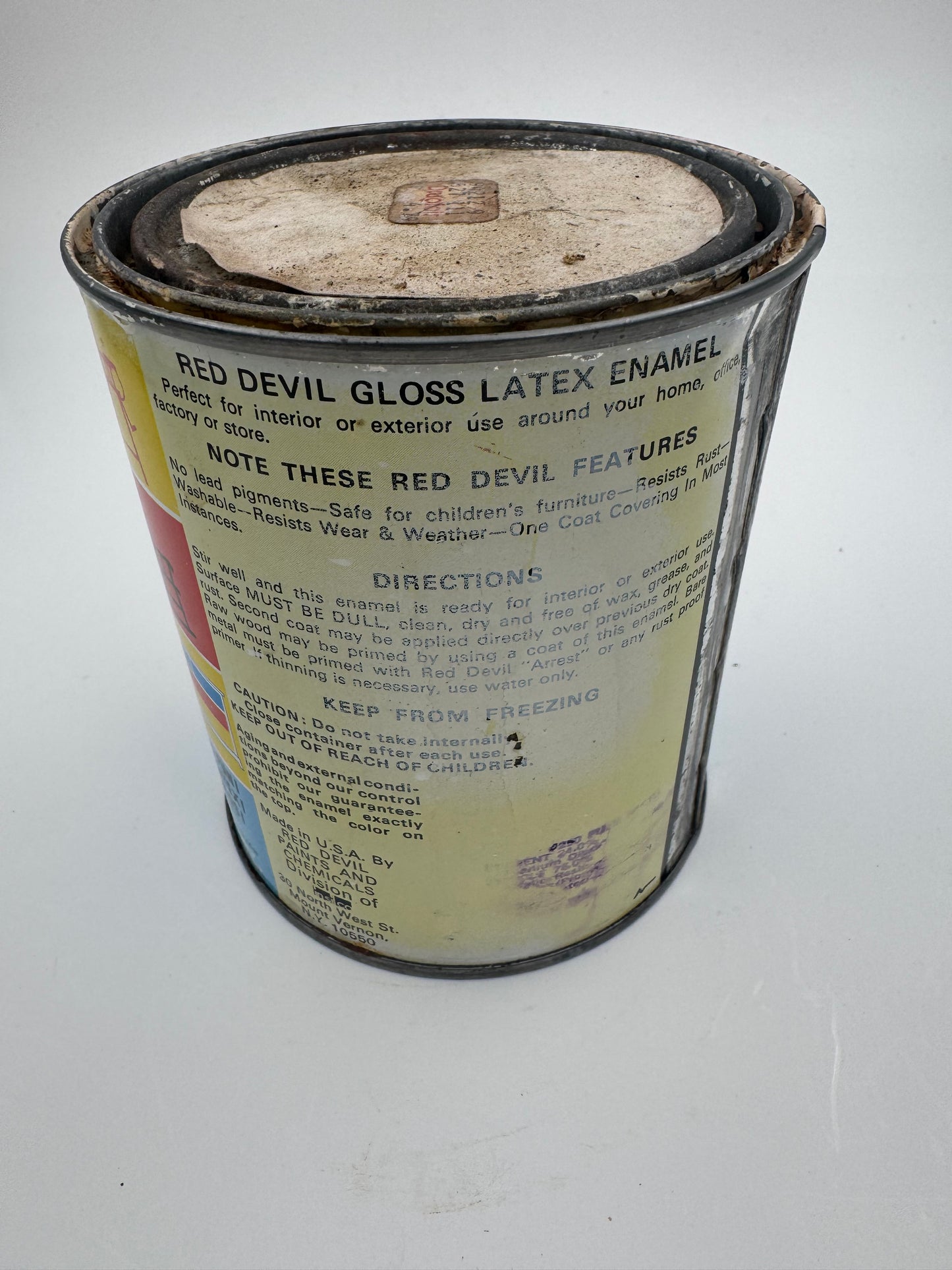 Vintage Red Devil Gloss Latex Enamel Can Full