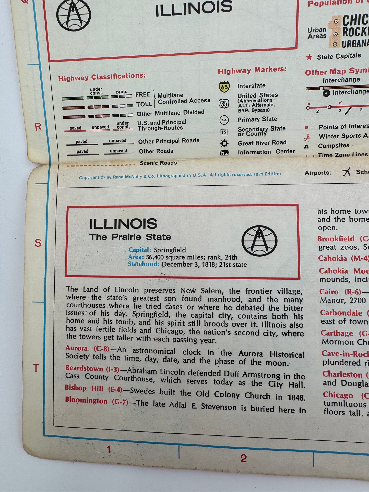 Vintage Zephyr Gasoline Roadmap Illinois, 1971 Used Rare