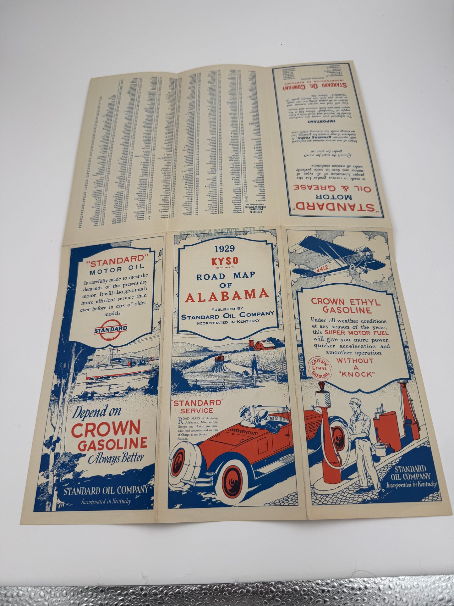 Vintage Road Map 1929 KYSO NOS Permanent File Copy