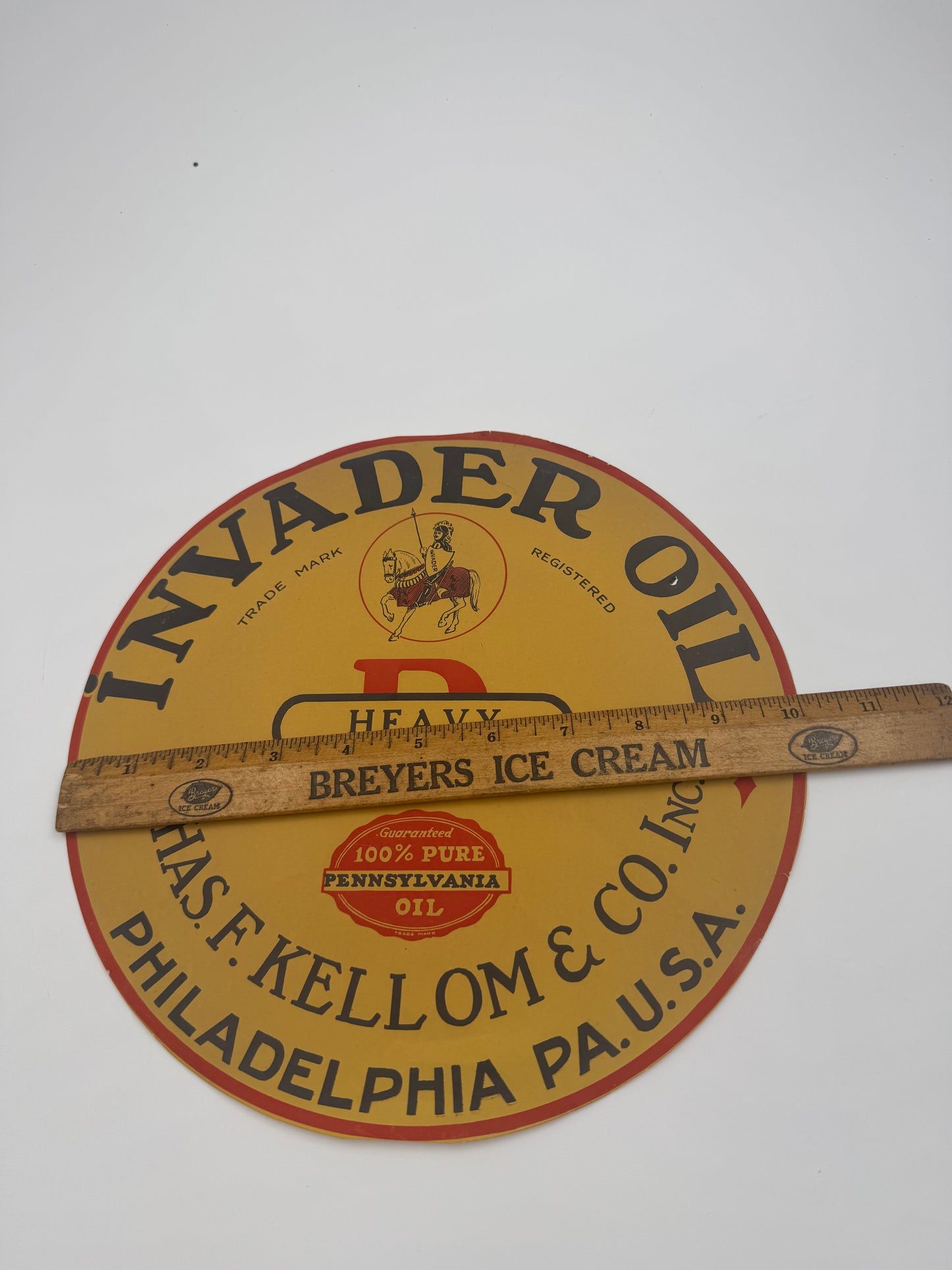 Vintage Invader Oil Co Ad Round 10”