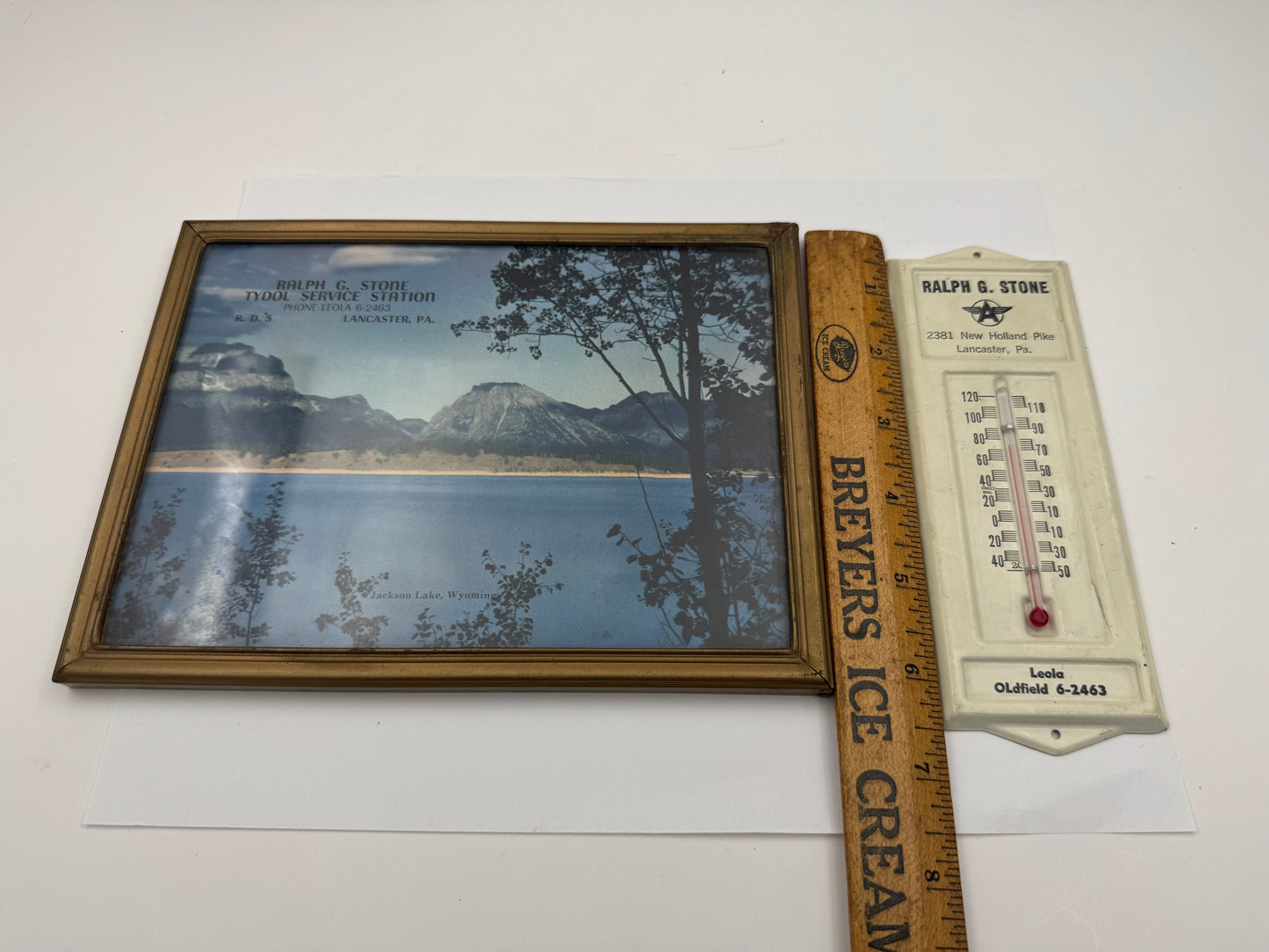 Vintage Tydol Thermometer and Service Station Ad Framed