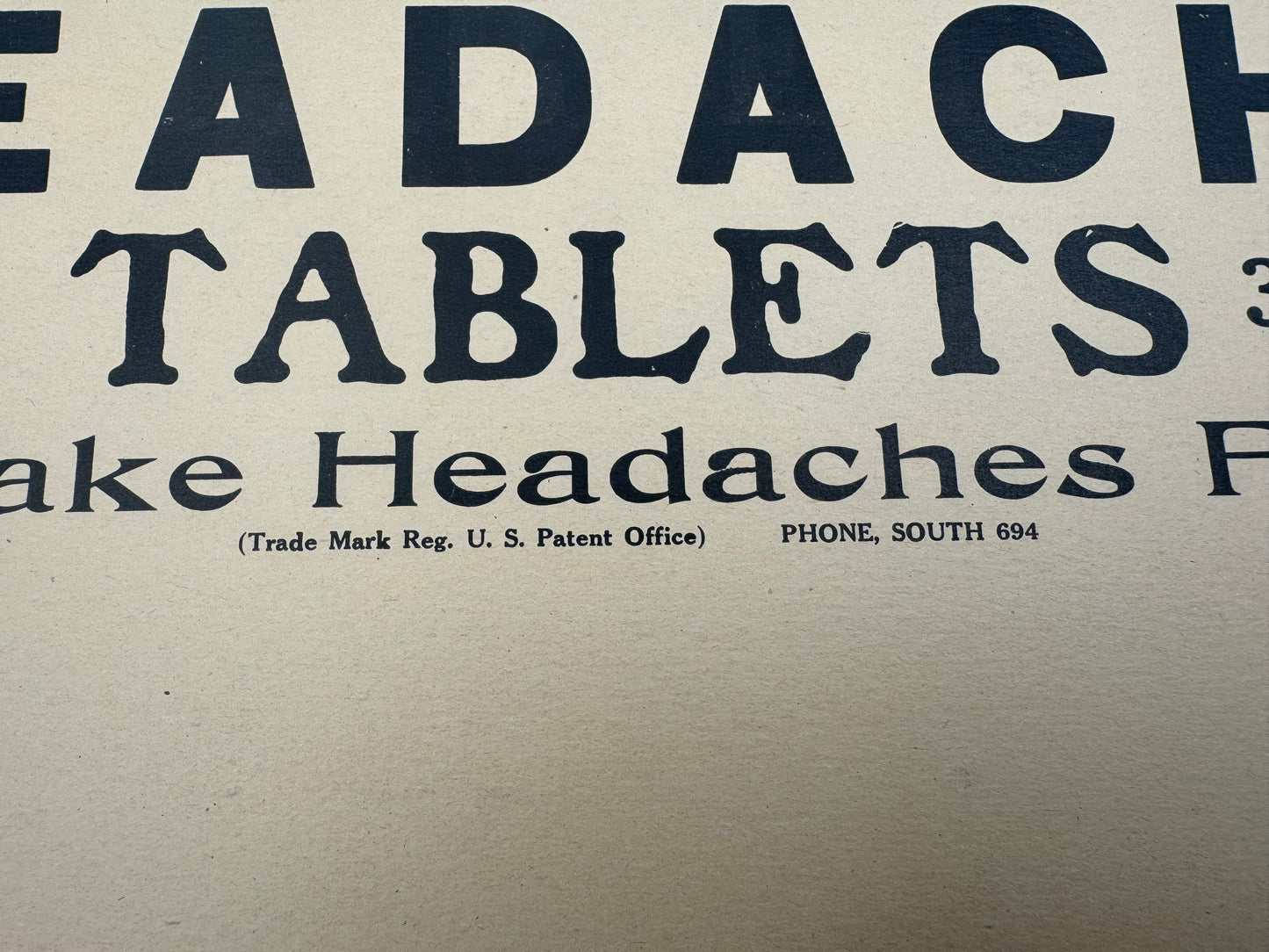 Vintage Aeroplane Headache Tablets Sign