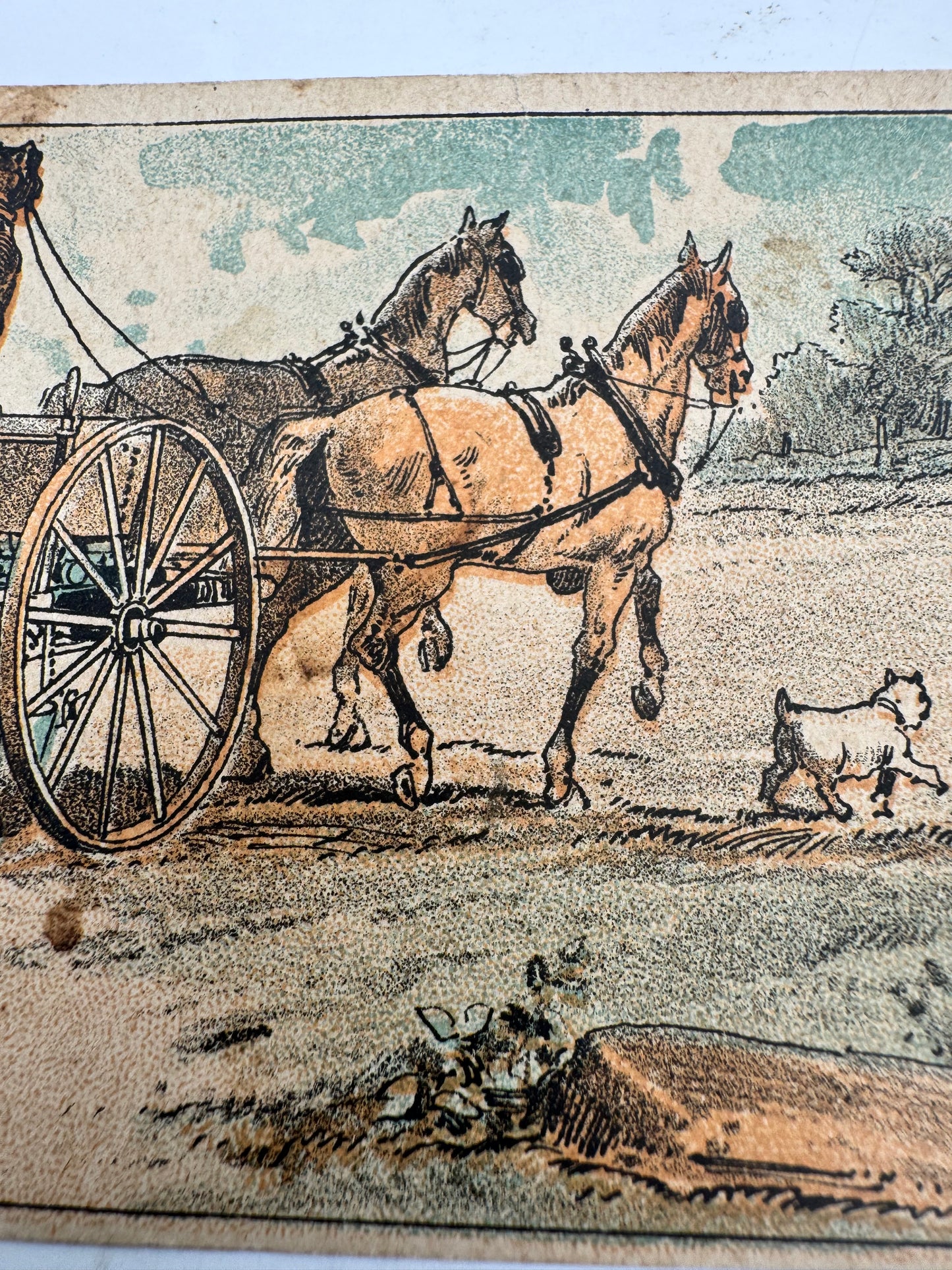 Vintage Trade Card Farmer Teaches Dogs To Plow
