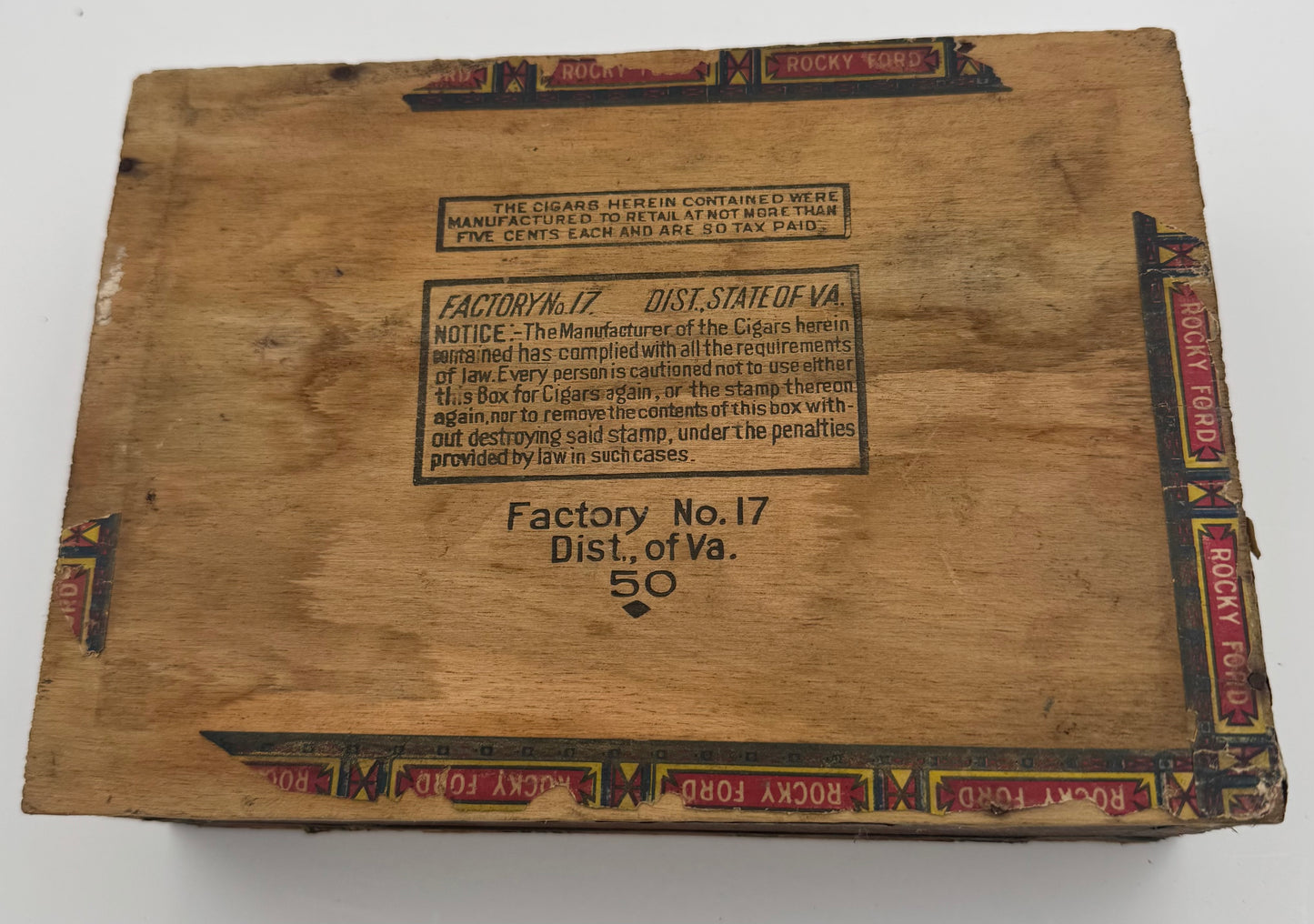 Vintage Cigar Box Rocky Ford Native American 5 Cent