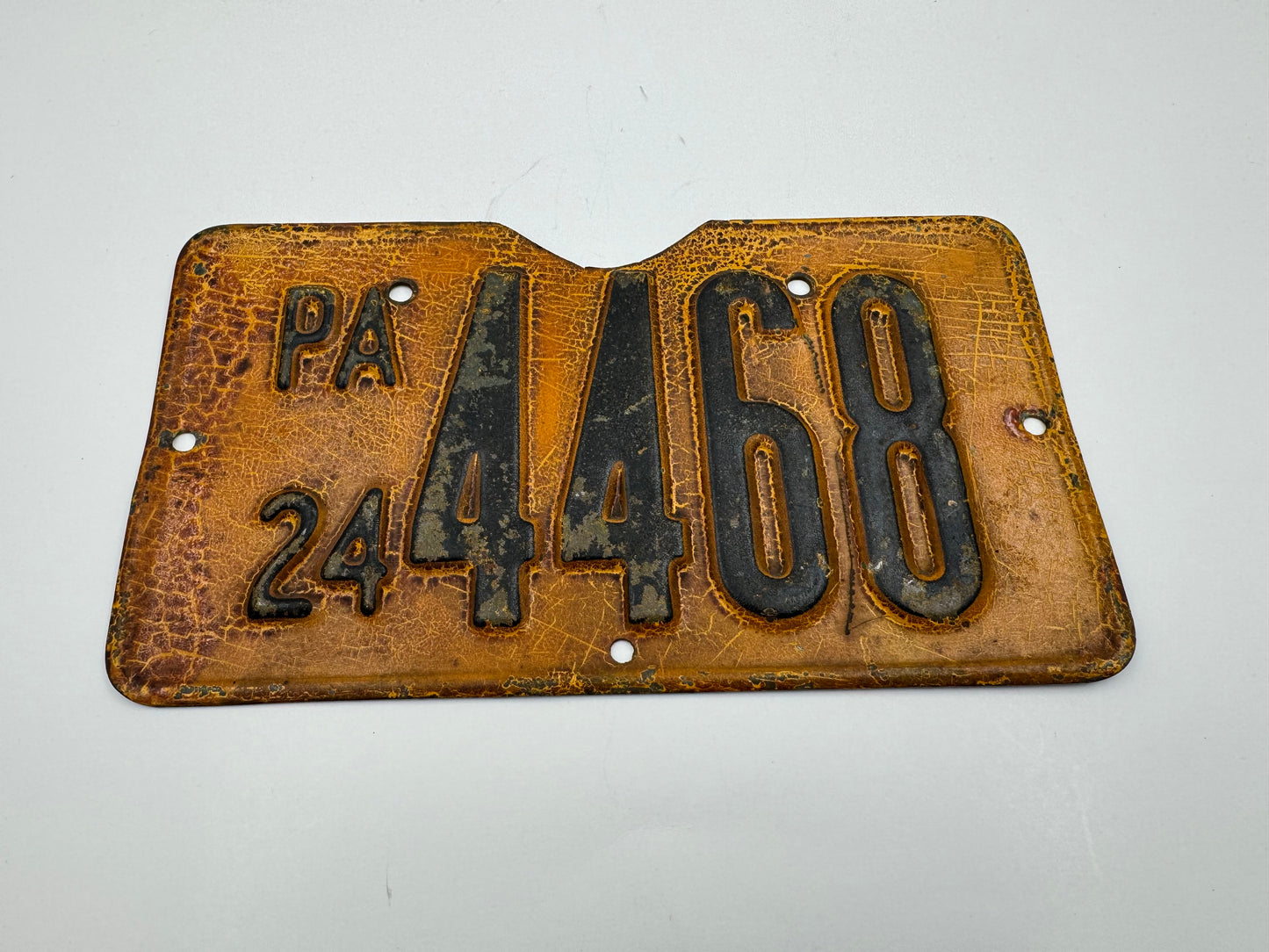 Vintage Motorcycle License Plate Pennsylvania 1924