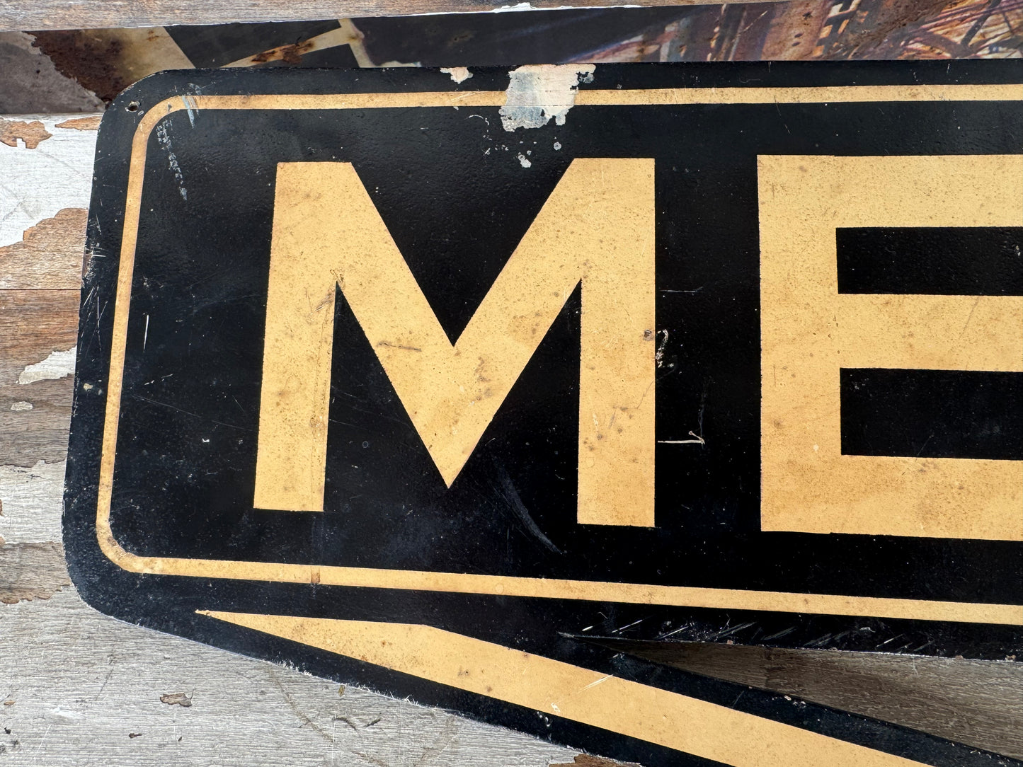 Vintage Men Sign Early Independent Gas Station