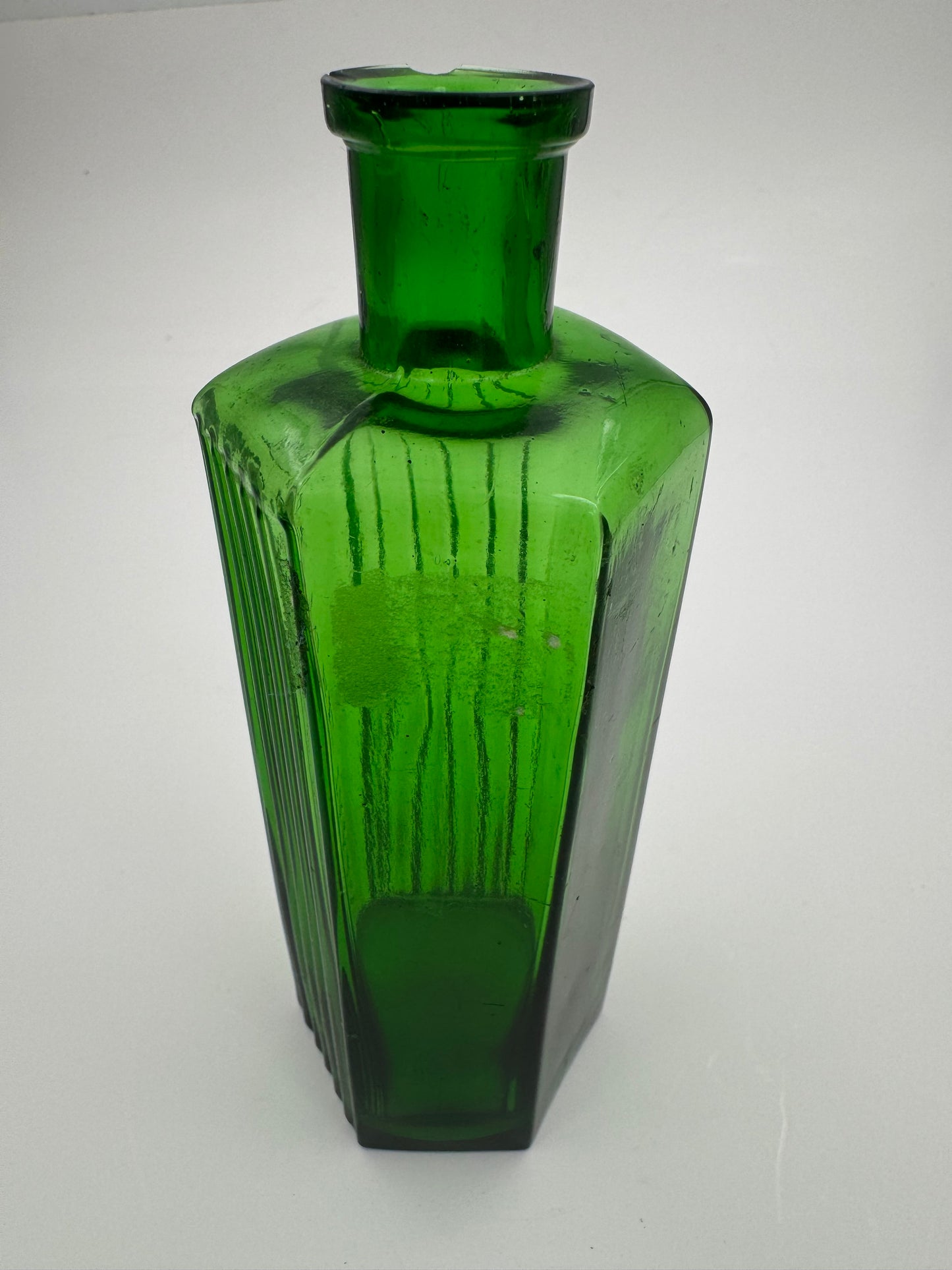 Vintage Poison Bottle Green Ribbed 8 Oz