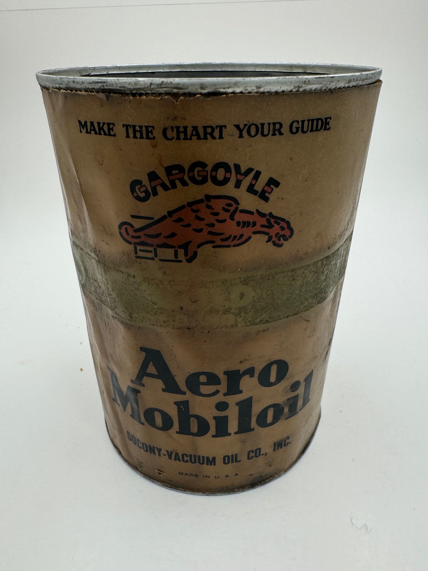 Vintage Mobiloil Aero Oil Can Wax Label