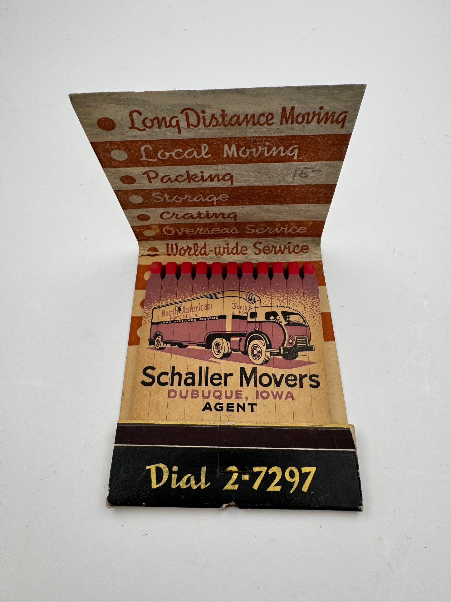 Vintage Feature Matchbook Full Schaller Movers 1930s