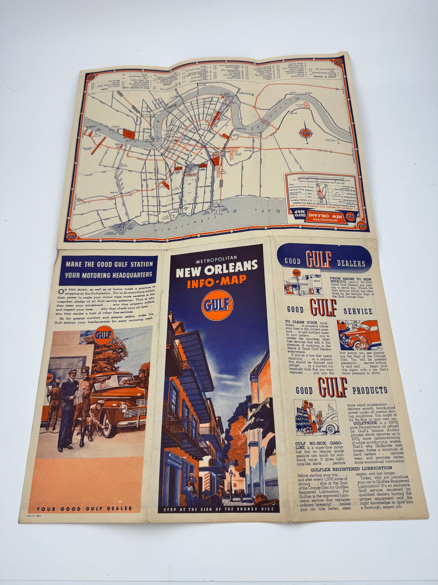 Vintage Gulf Oil Info Map New Orleans 1941