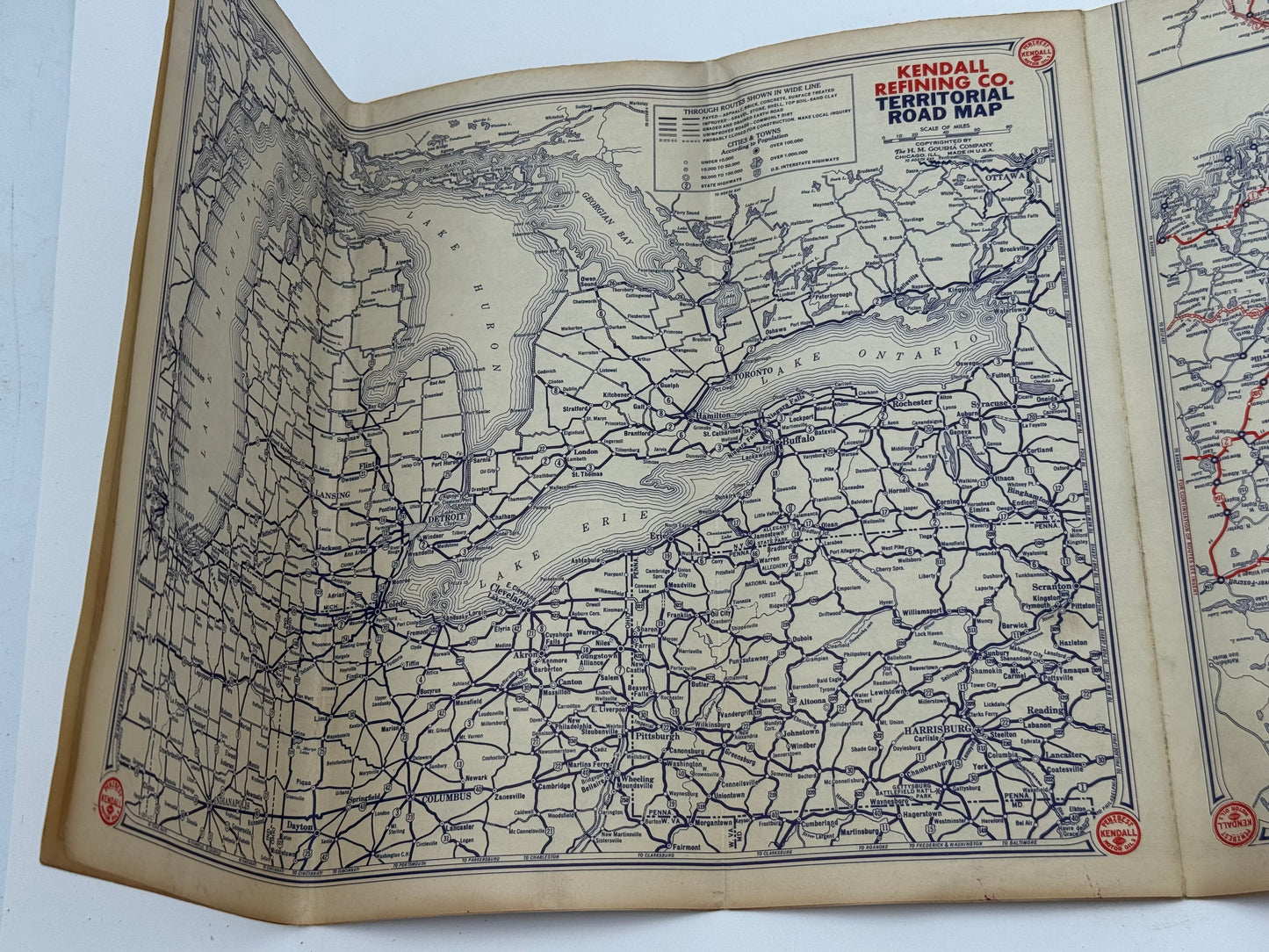Vintage Roadmap 1931 Pennsylvania NJ New England Kendall
