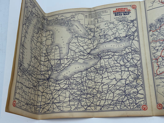 Vintage Roadmap 1931 Pennsylvania NJ New England Kendall