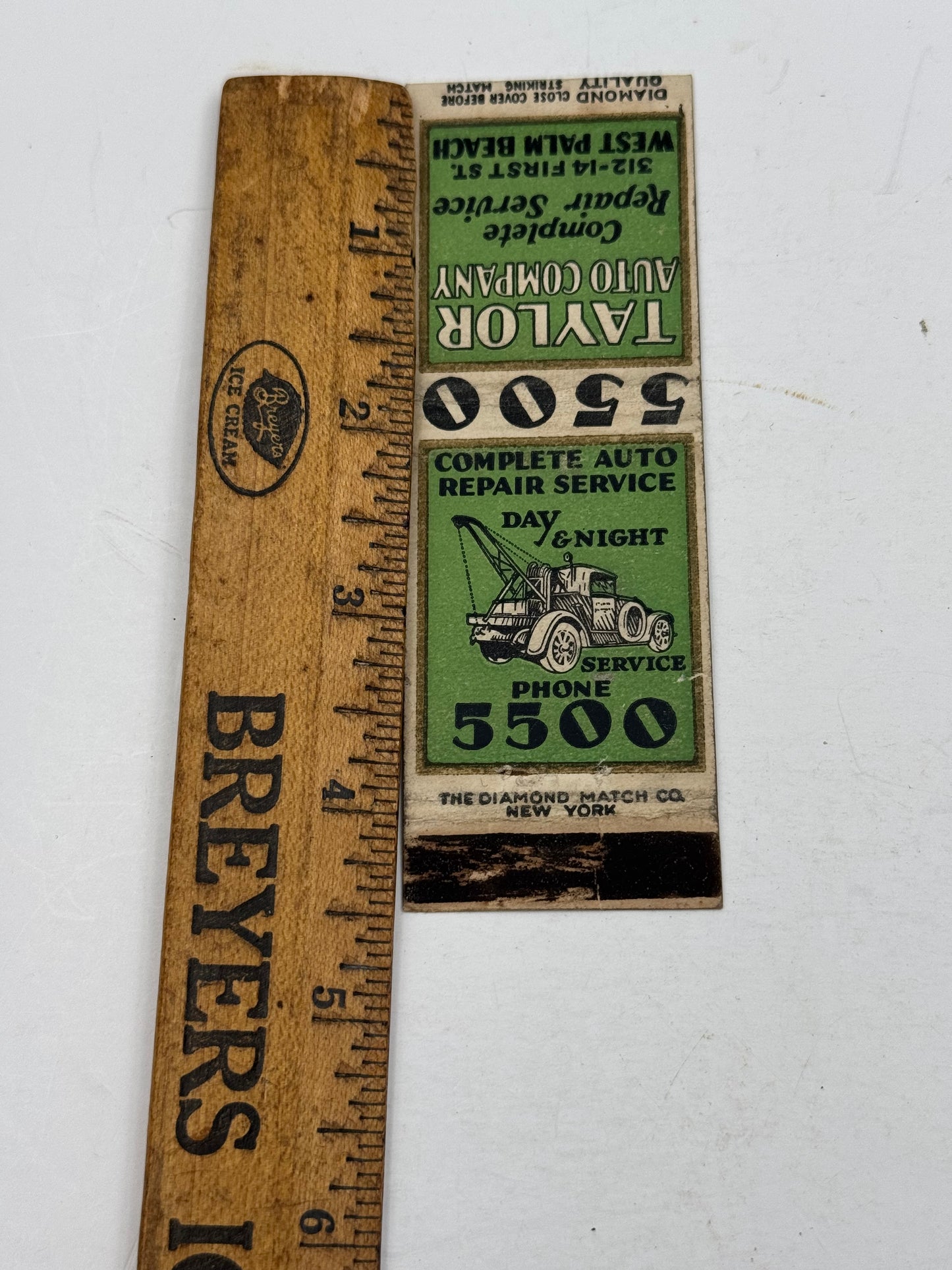 Vintage 1940s Tow Truck Matchbook Cover