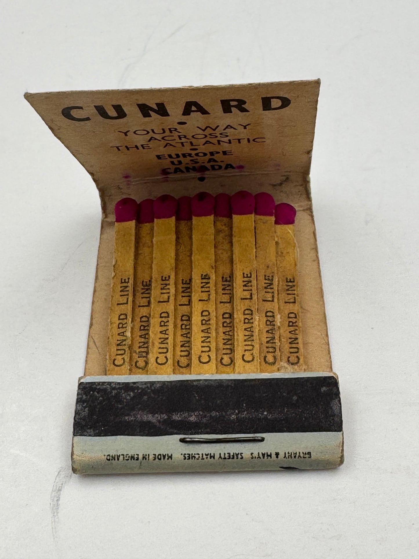 Vintage Matchbook Cunard Cool Ship Stack Graphic NOS