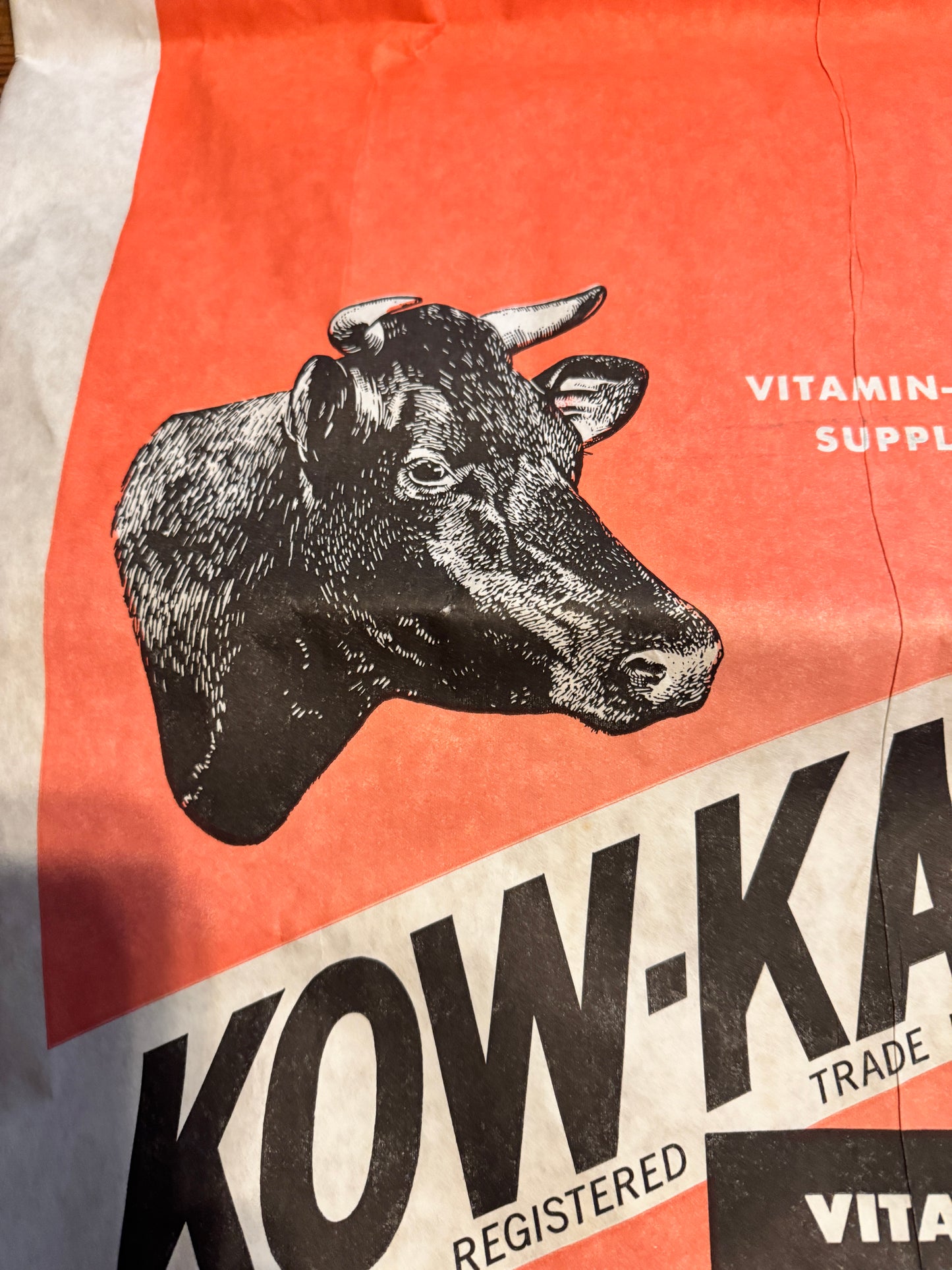 Vintage Feed Bag Kow Kare Heavy Cardstock