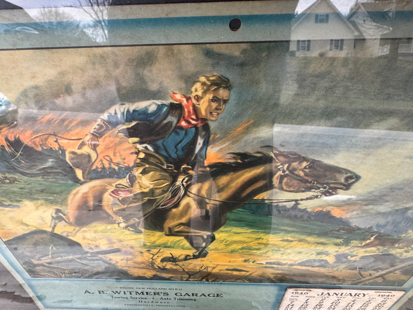 Vintage Service Station Calendar 1940 Intact Farmersville, PA.