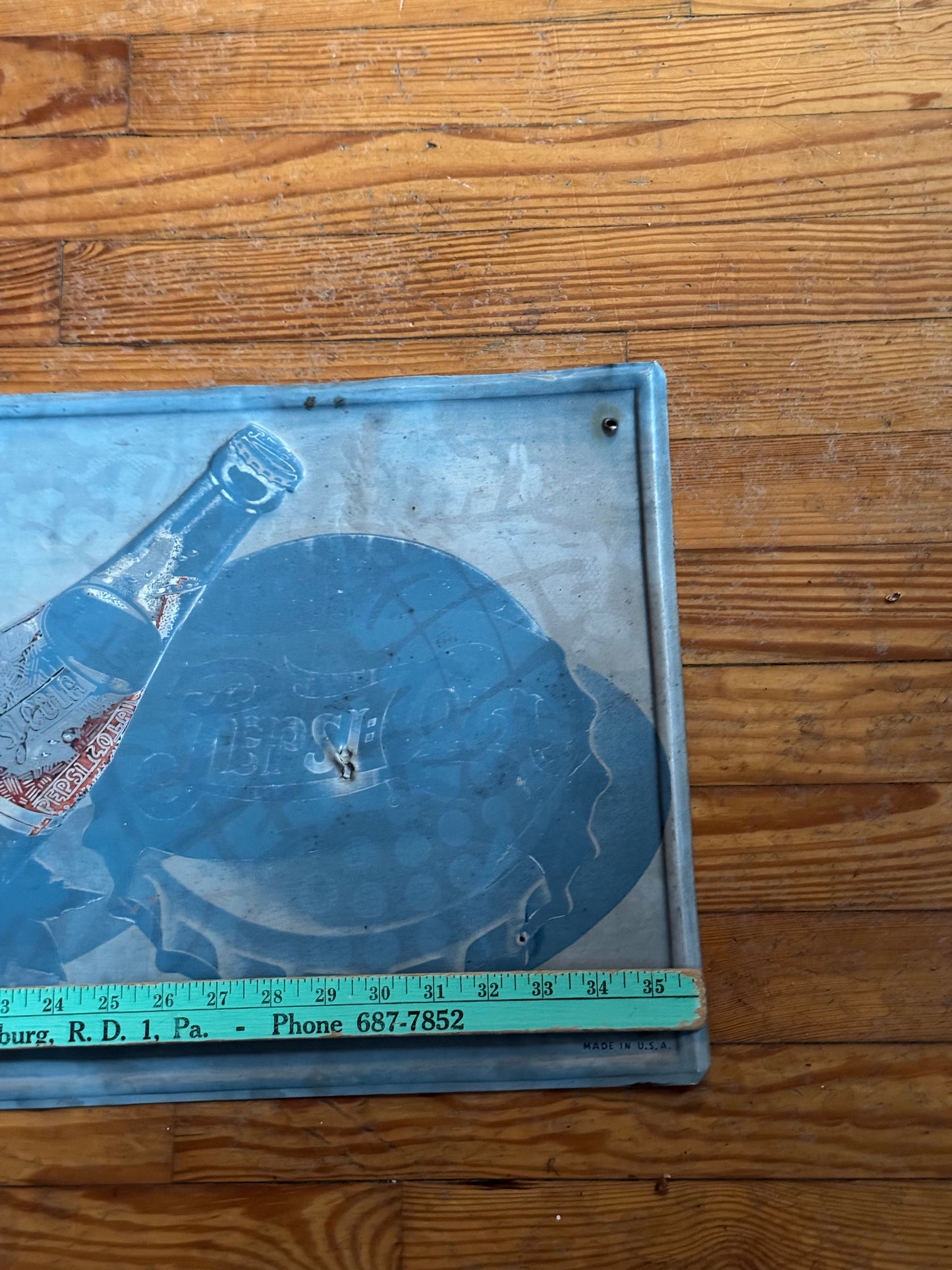 Vintage Pepsi Sign More Bounce Tin Single Face