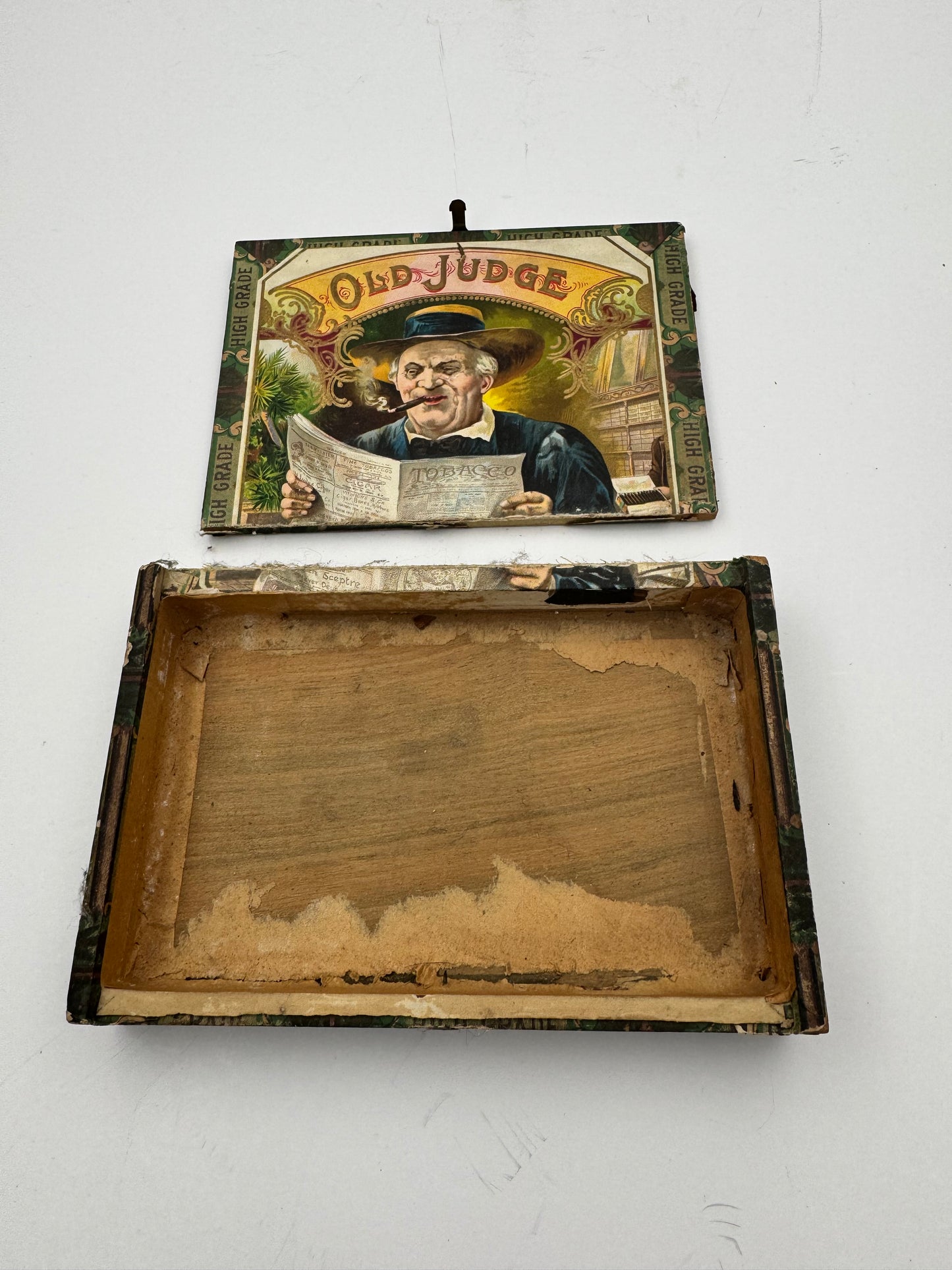 Vintage Cigar Box The Judge Wood 1900s Broken Lid