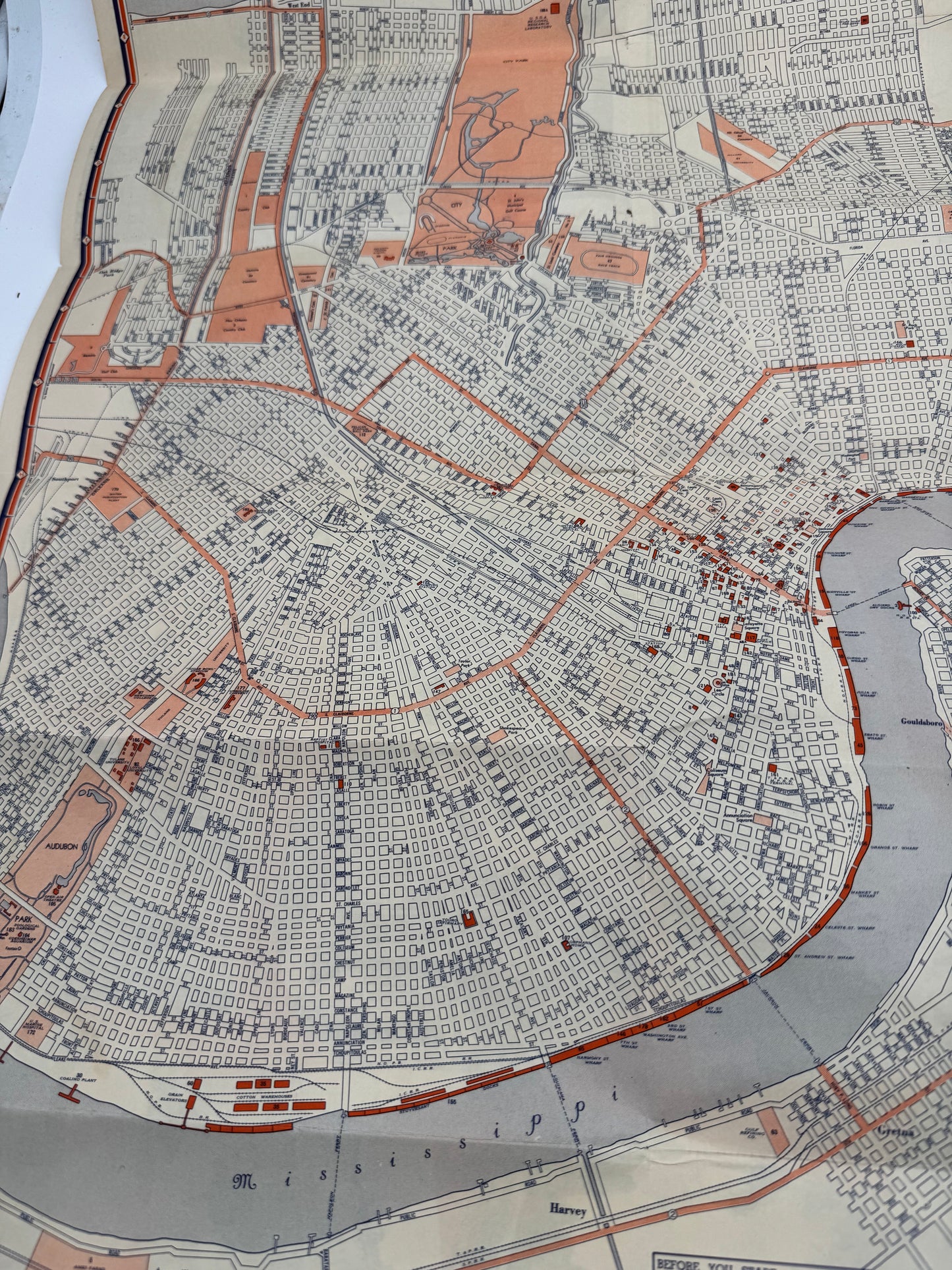 Vintage Gulf Oil Info Map New Orleans 1941