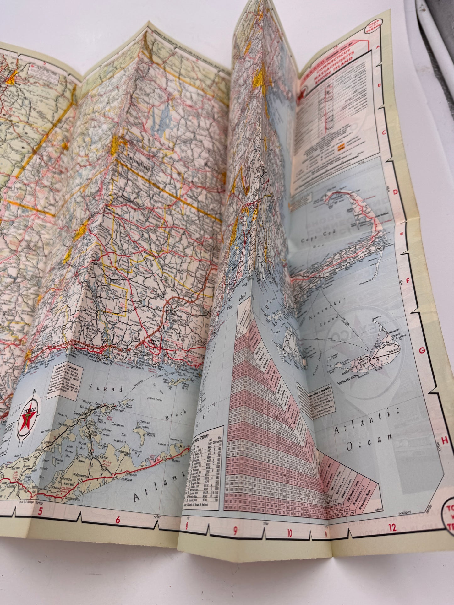 Vintage Texaco Roadmap MA CT RI 1950s NOS