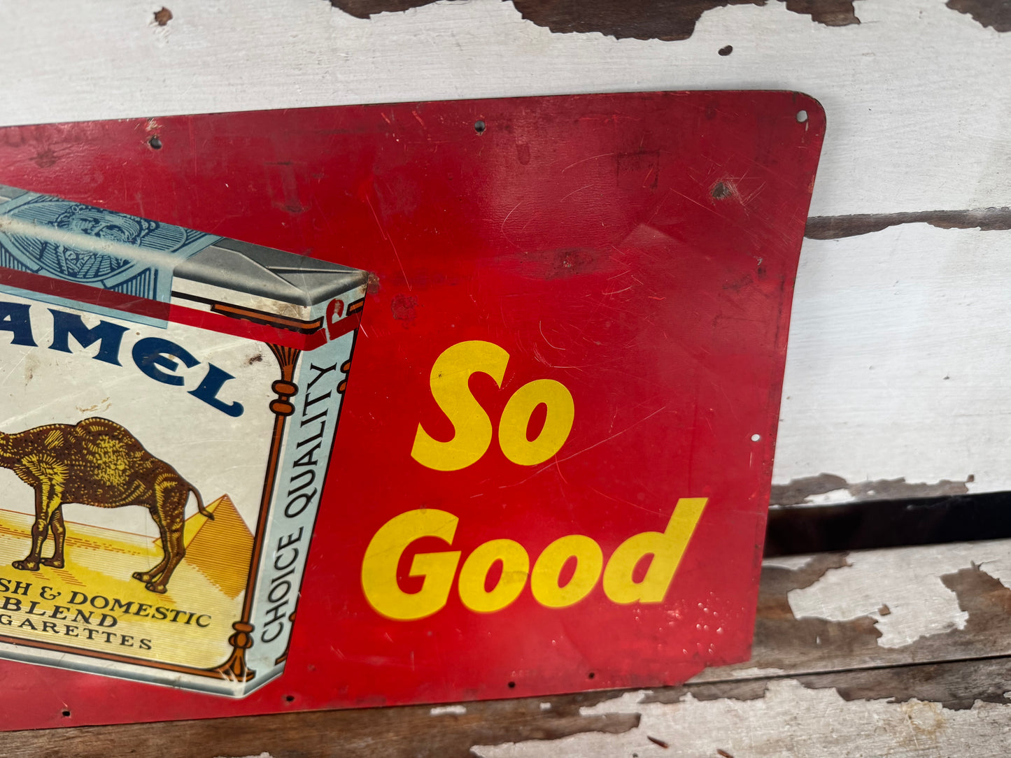 Vintage Camel Sign Tin So Mild So Good