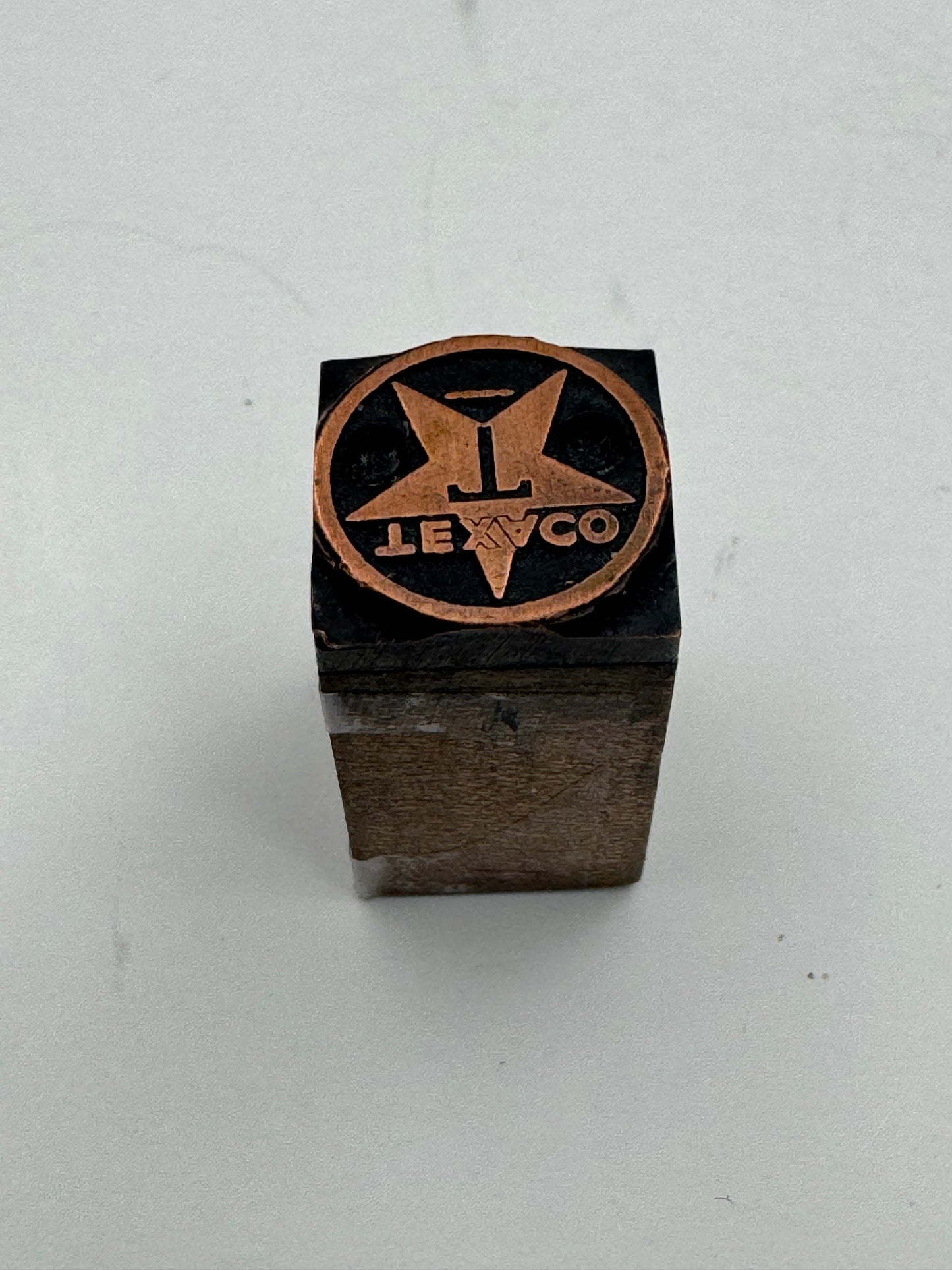 Vintage Printers Block Texaco Gas And Oil Logo
