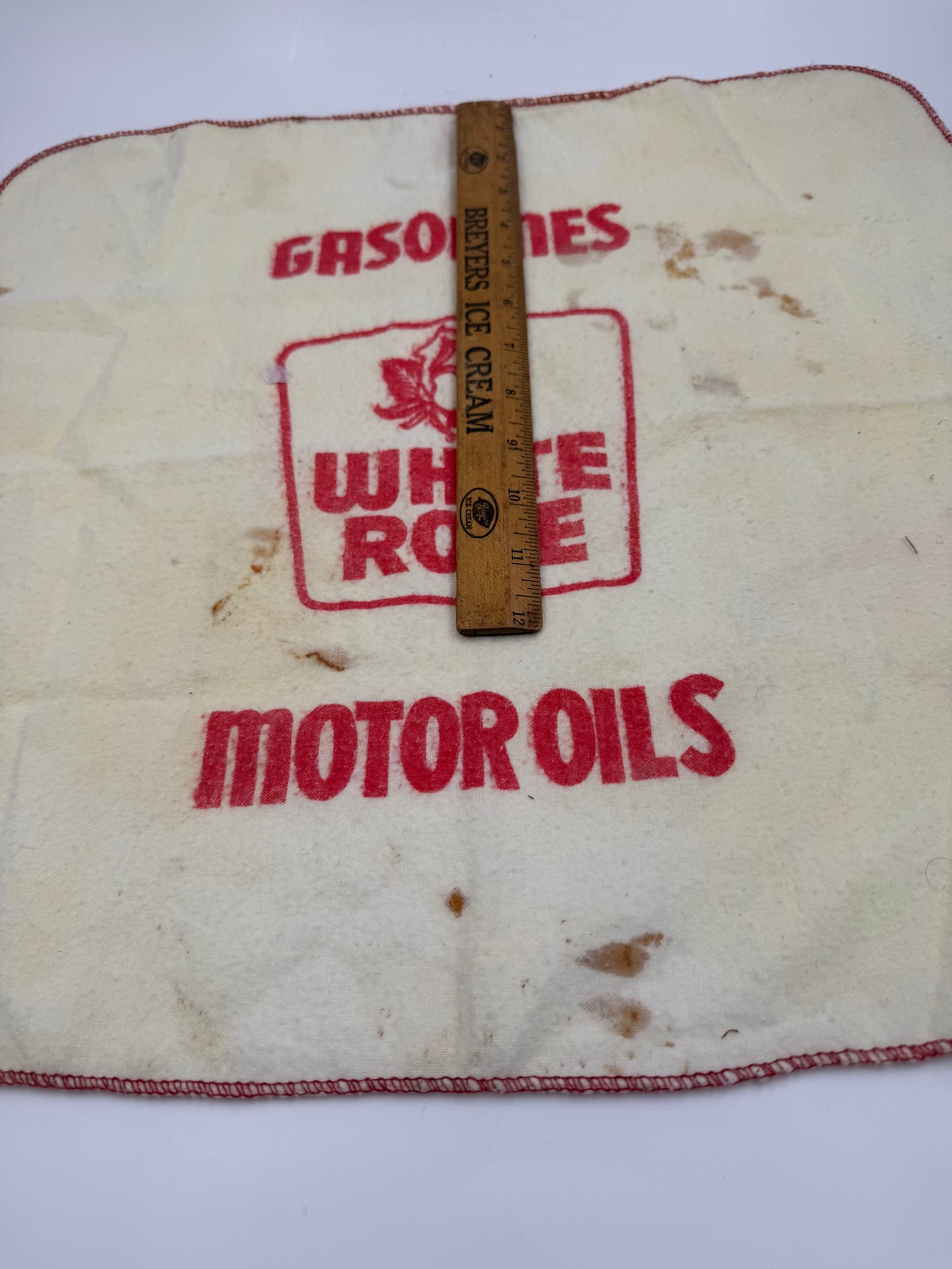 Vintage White Rose Gas Attendants Cloth