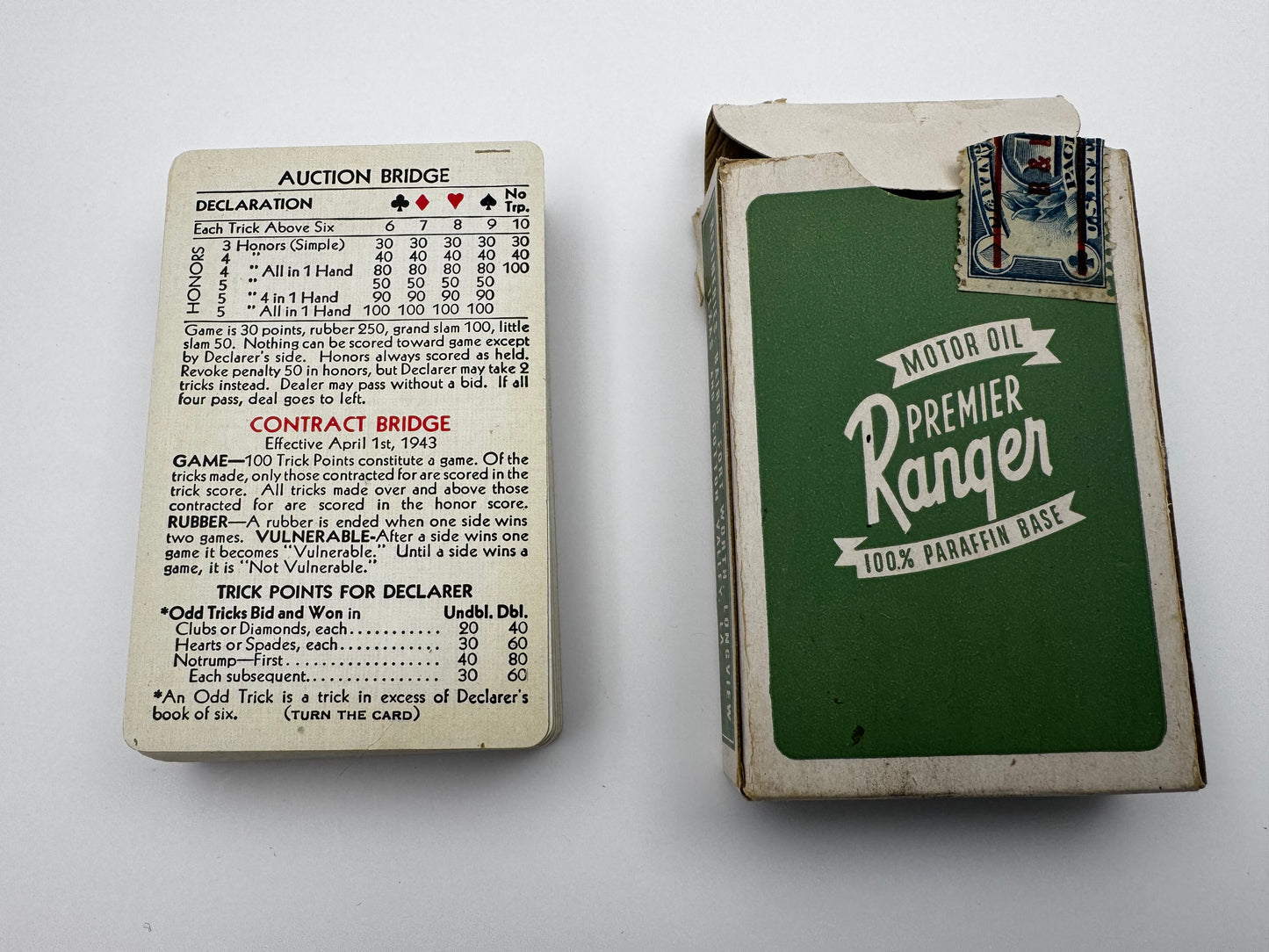 Vintage Premiere Gasoline Co Playing Cards Bridge Size